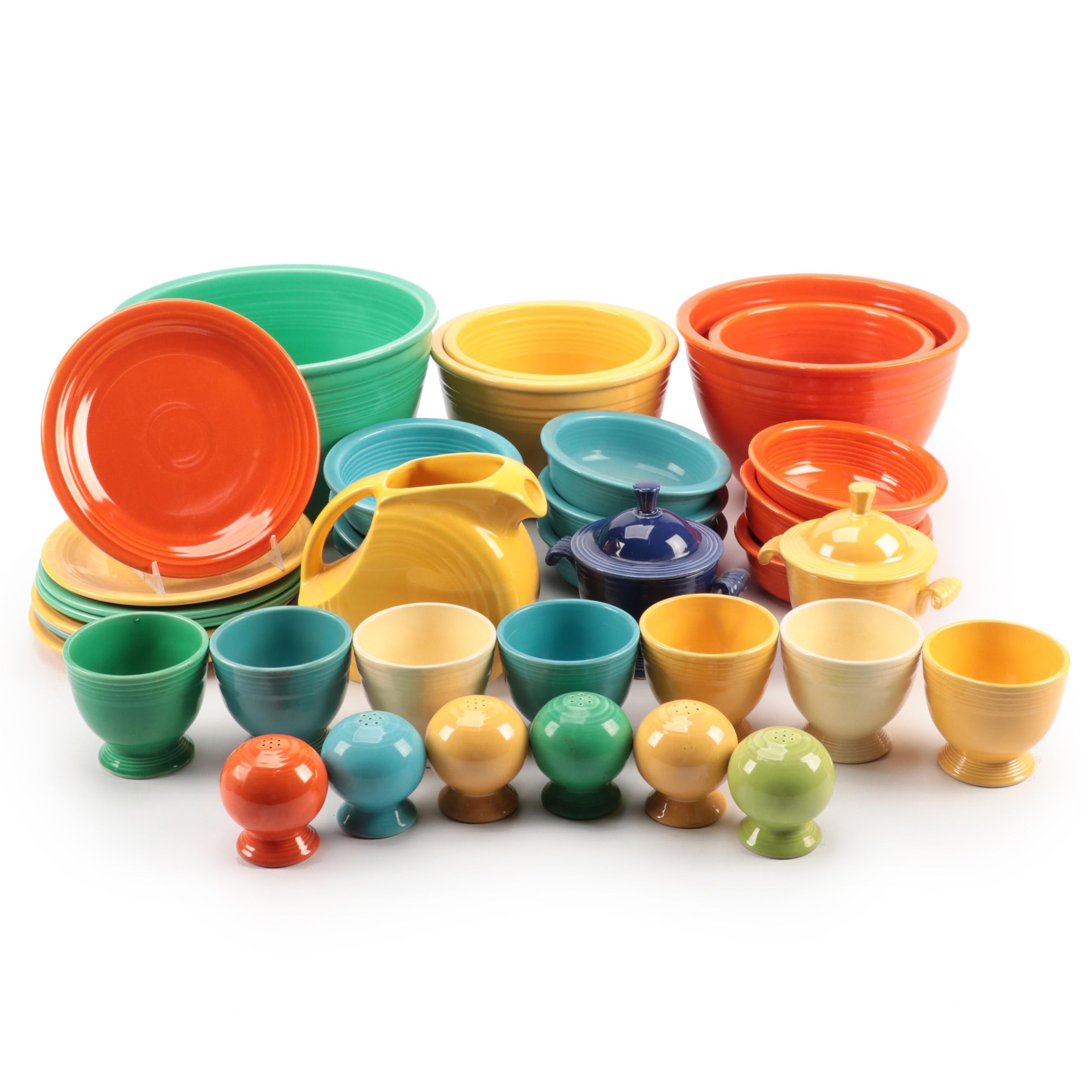 Homer Laughlin "Fiesta" Ceramic Dinnerware and Mixing Bowls, Mid to Late 20th C.