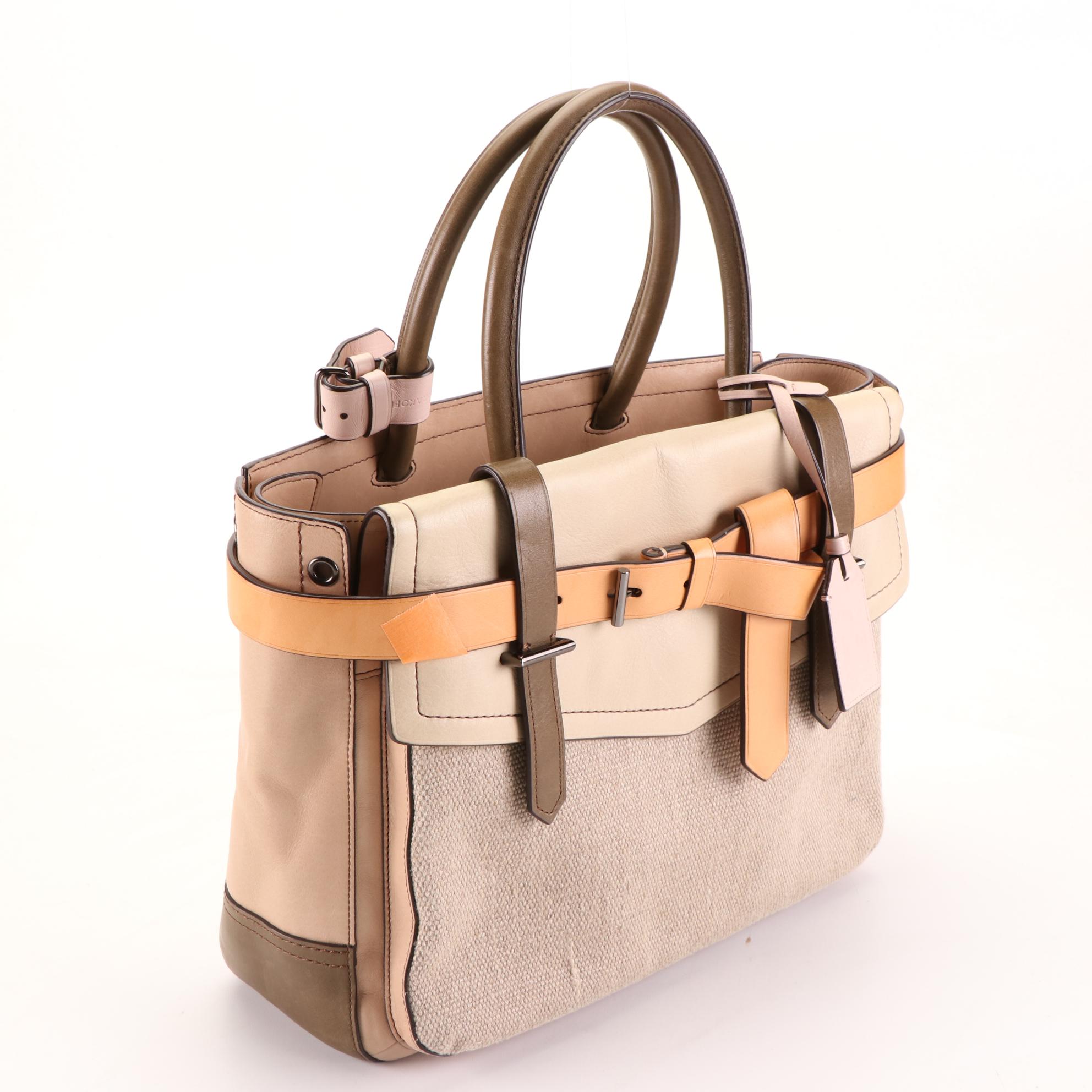 Reed Krakoff Boxer Tote in Leather and Linen Canvas