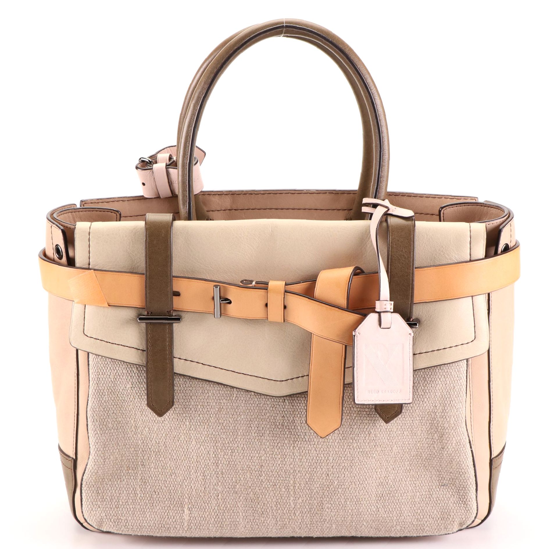Reed Krakoff Boxer Tote in Leather and Linen Canvas
