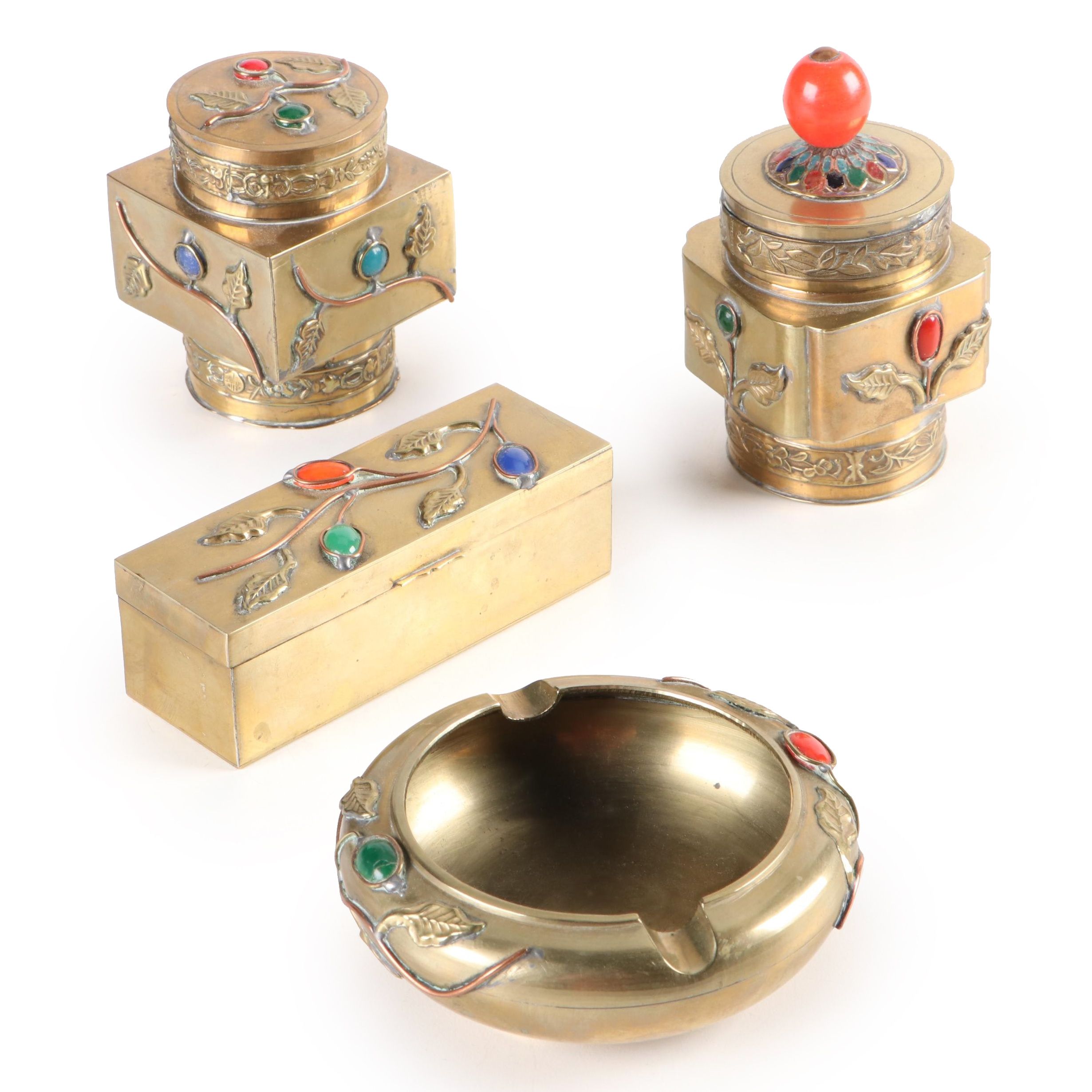 Chinese Brass Ashtray, Jars, and More