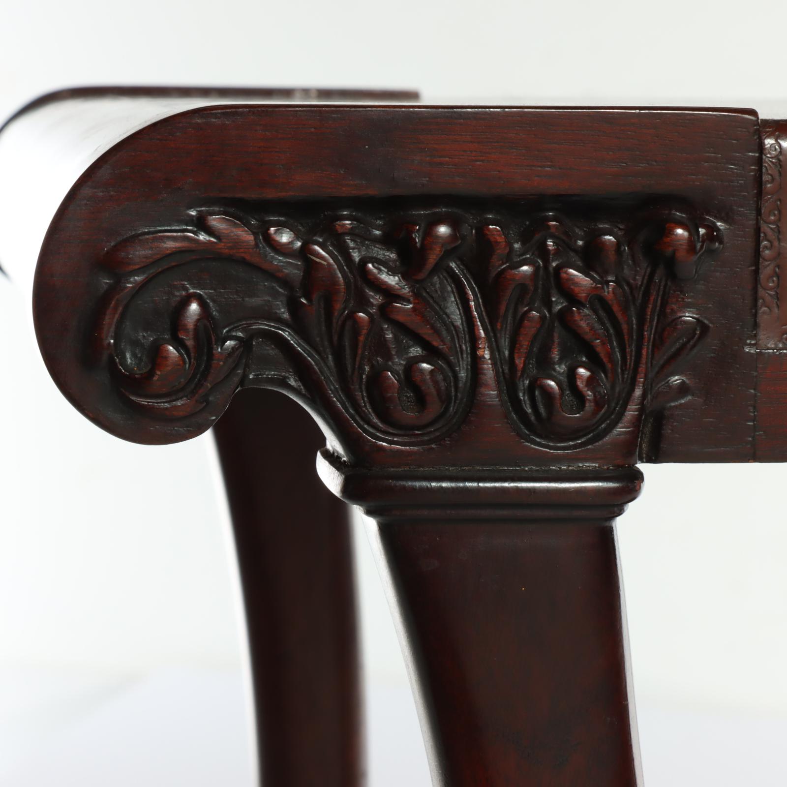 Zangerle Tables Regency Style Mahogany and Leather-Top Side Table, Mid-20th C