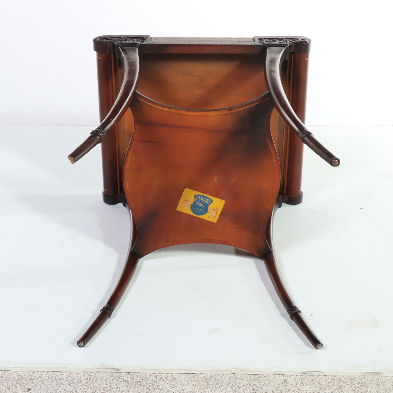 Zangerle Tables Regency Style Mahogany and Leather-Top Side Table, Mid-20th C