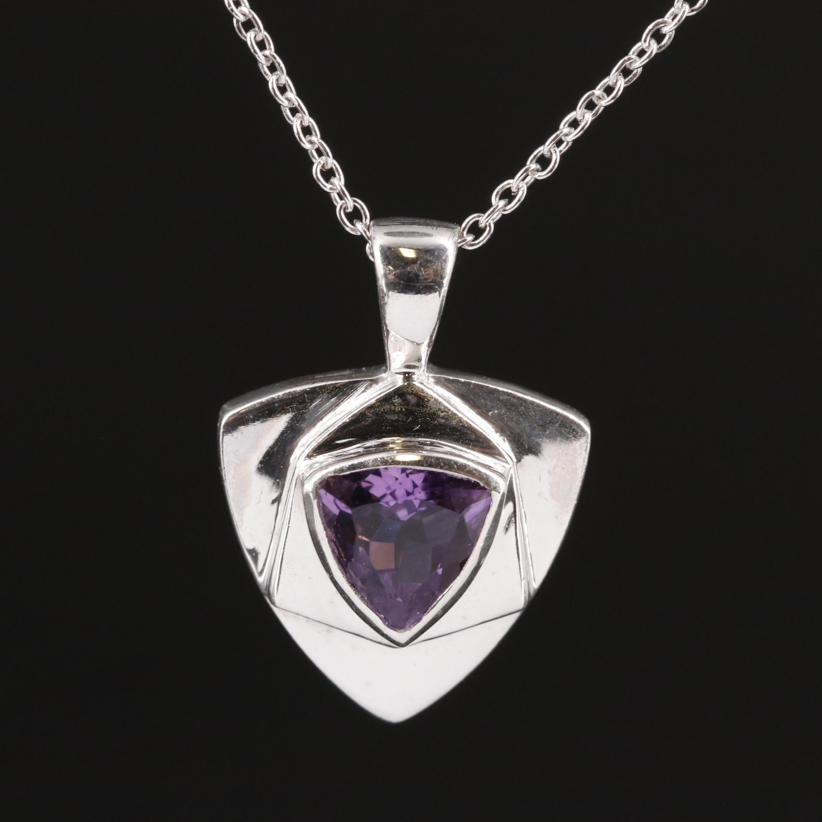Sterling Amethyst Pendant Necklace