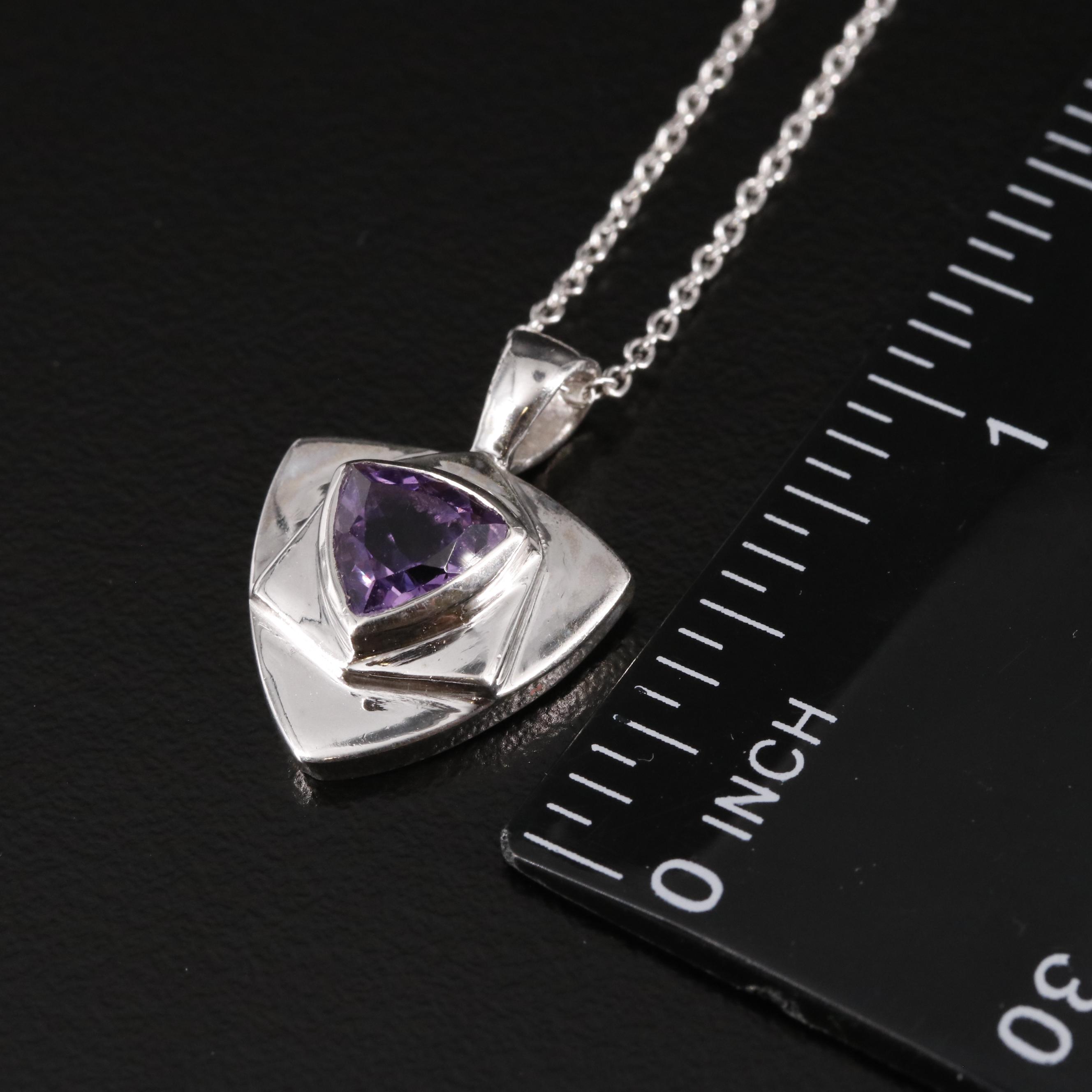 Sterling Amethyst Pendant Necklace