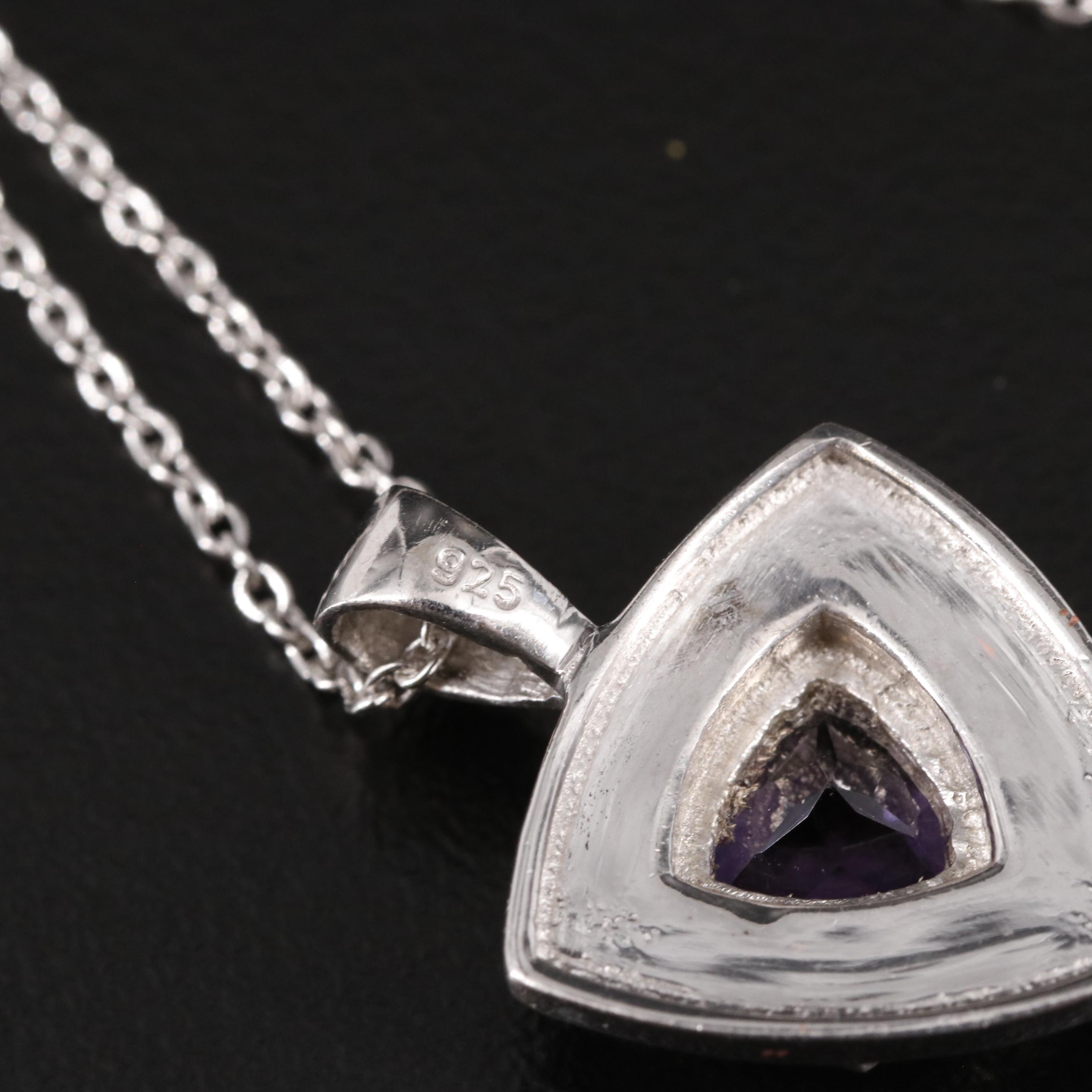 Sterling Amethyst Pendant Necklace
