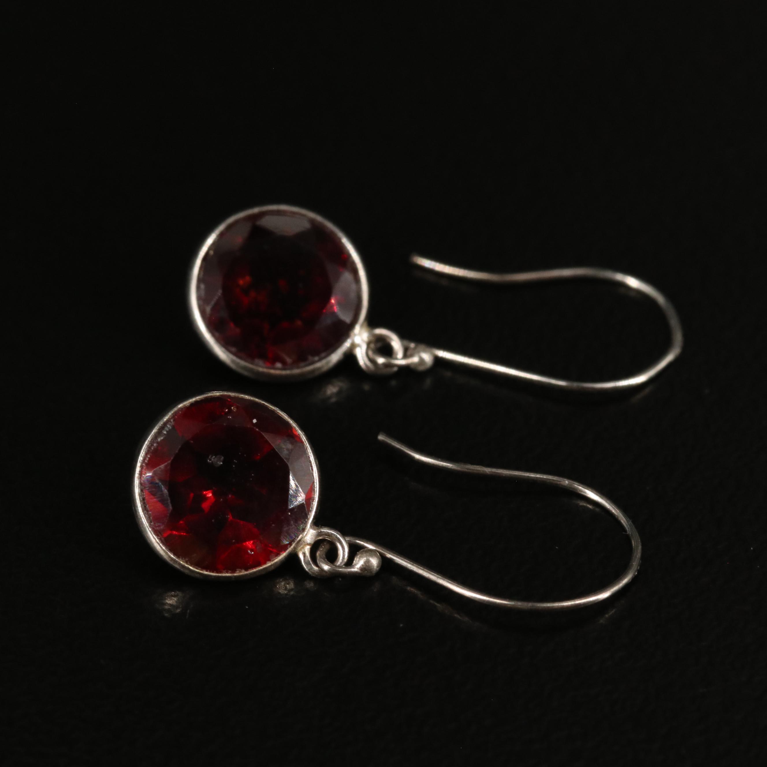 14K Garnet Drop Earrings