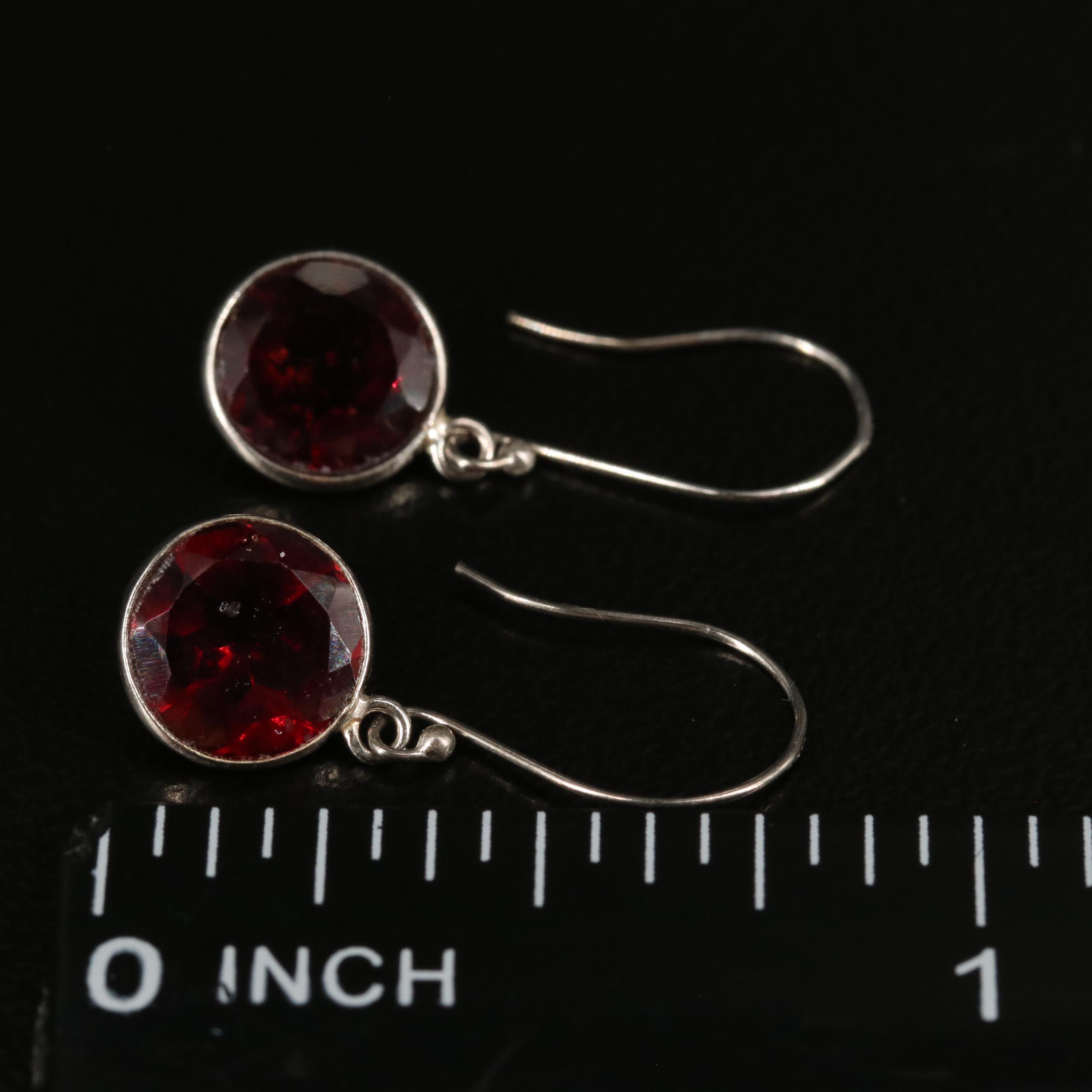 14K Garnet Drop Earrings