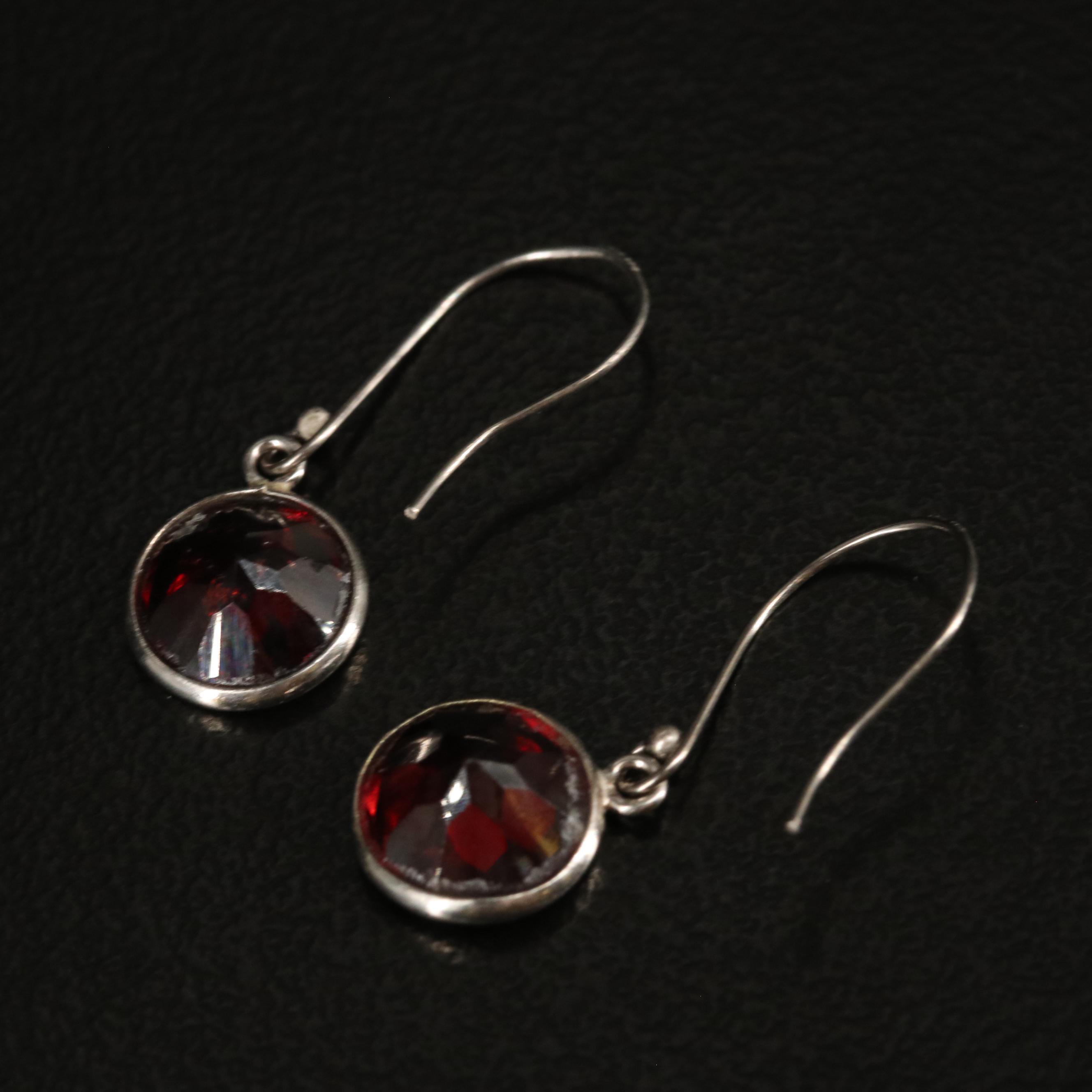 14K Garnet Drop Earrings