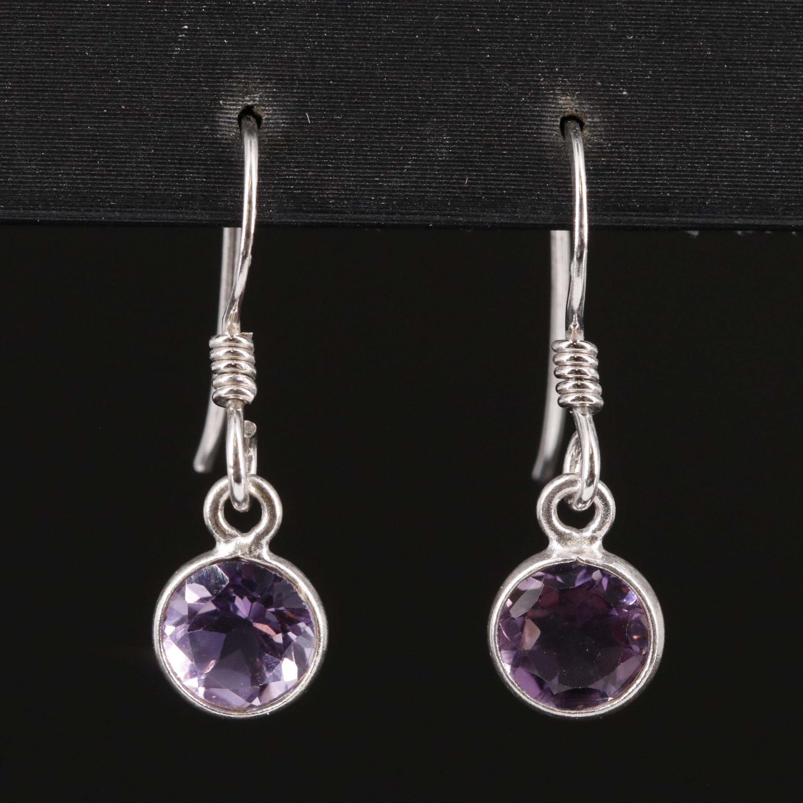 Sterling Amethyst Drop Earrings