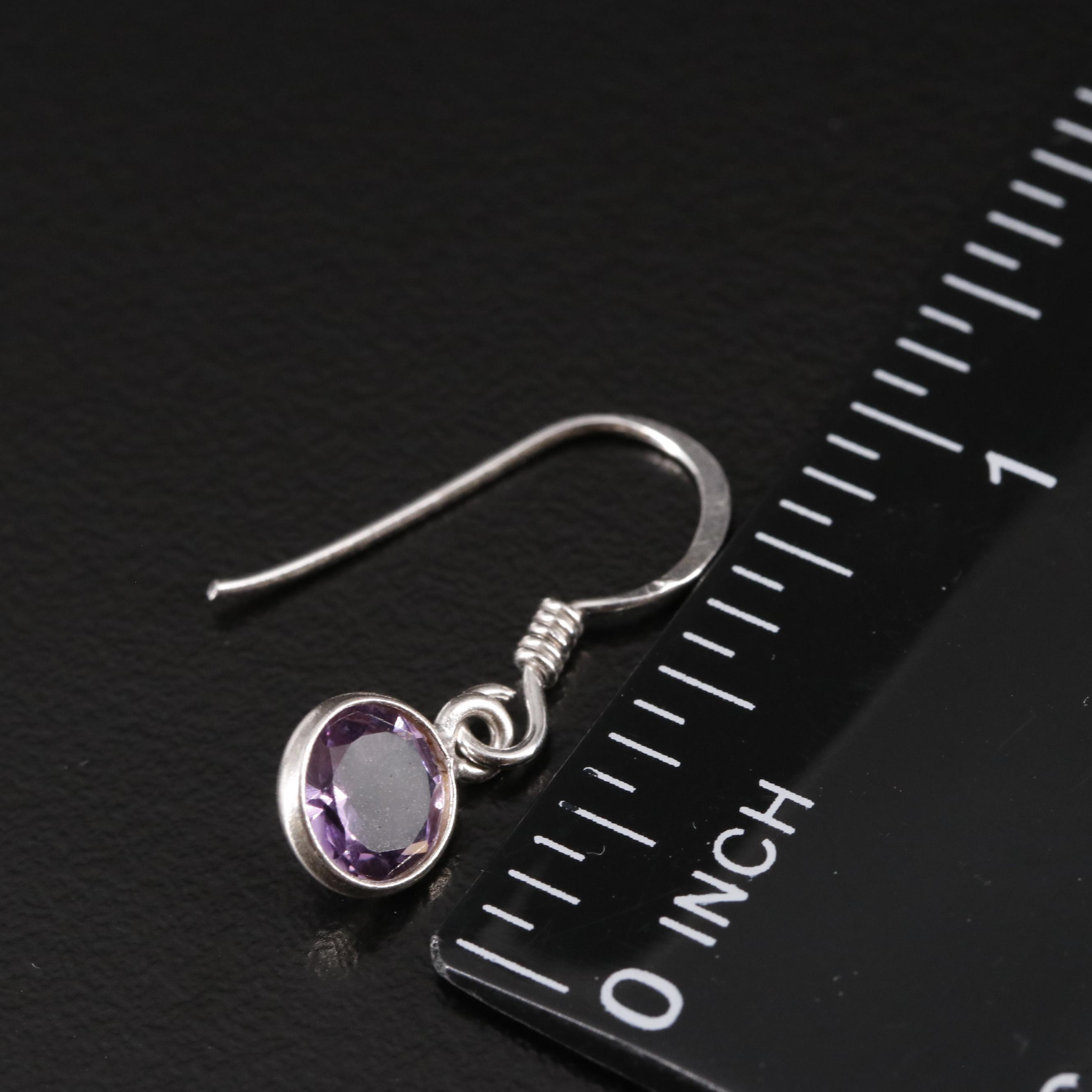Sterling Amethyst Drop Earrings