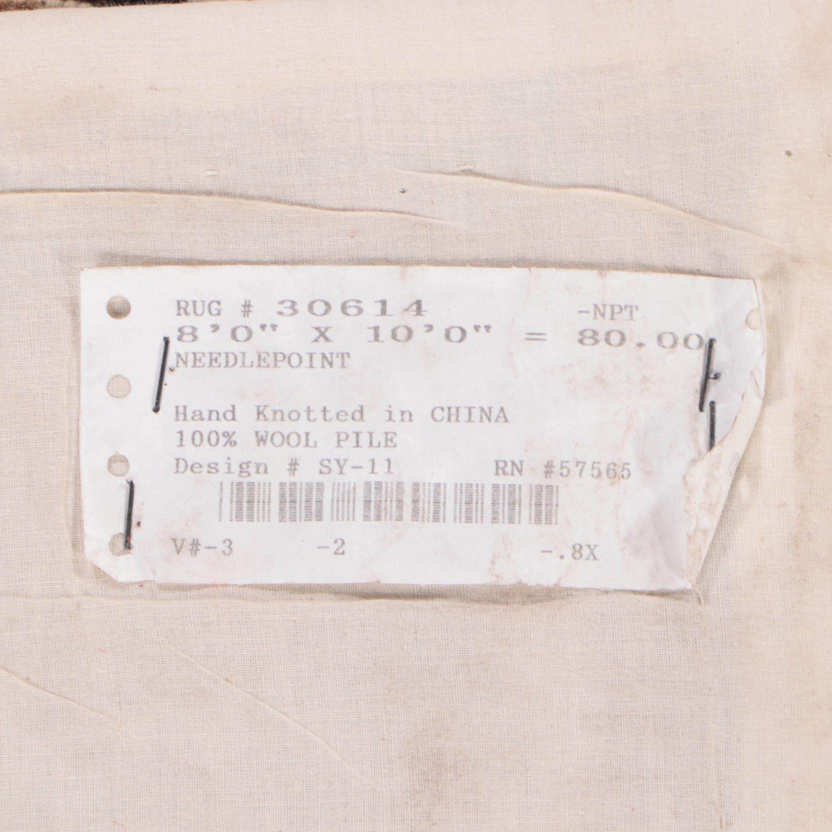 8' x 9'11 Handmade Sino-French Aubusson Style Needlepoint Area Rug