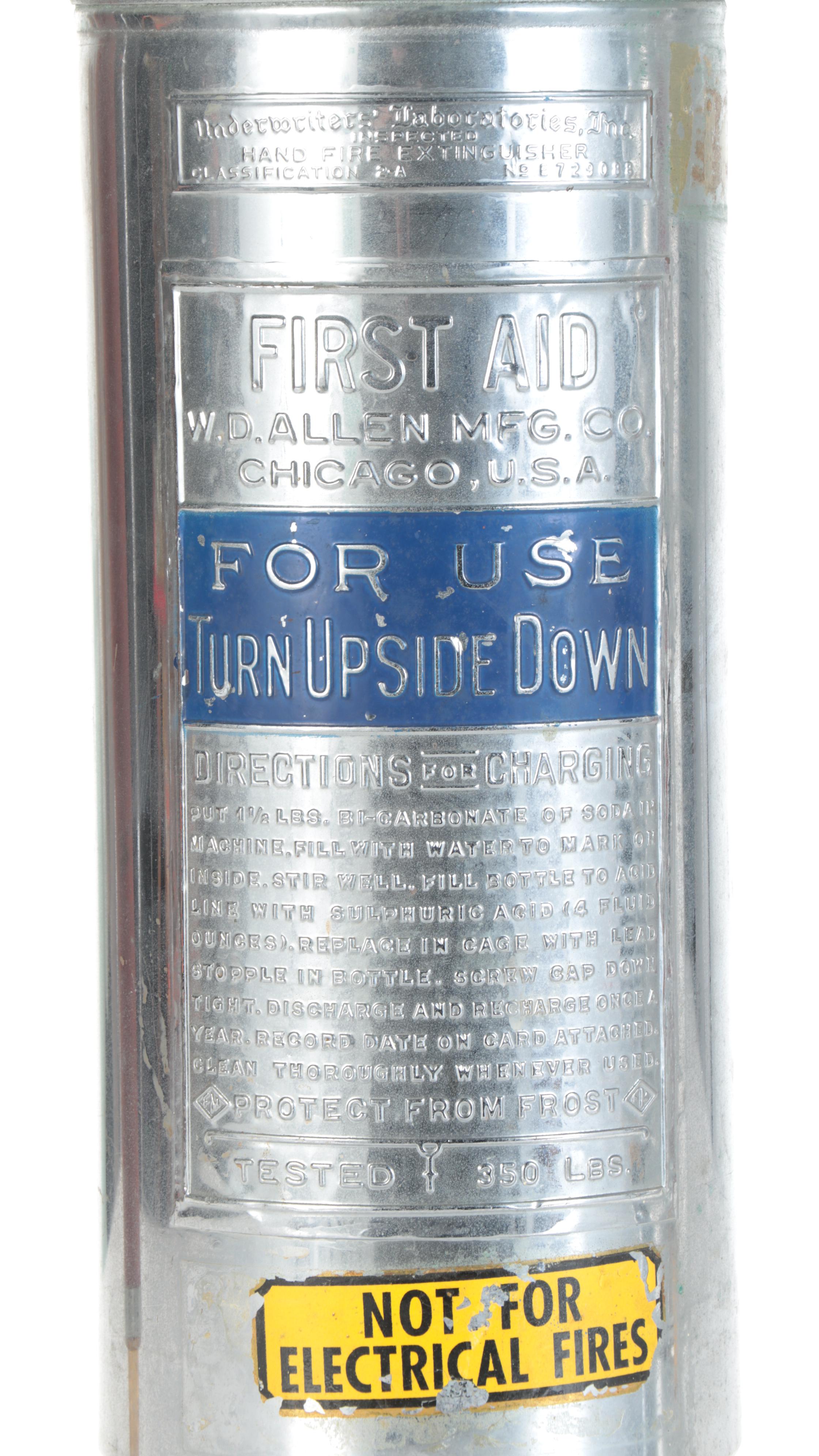 W.D. Allen "First Aid" Fire Extinguishers, Early/Mid-20th Century