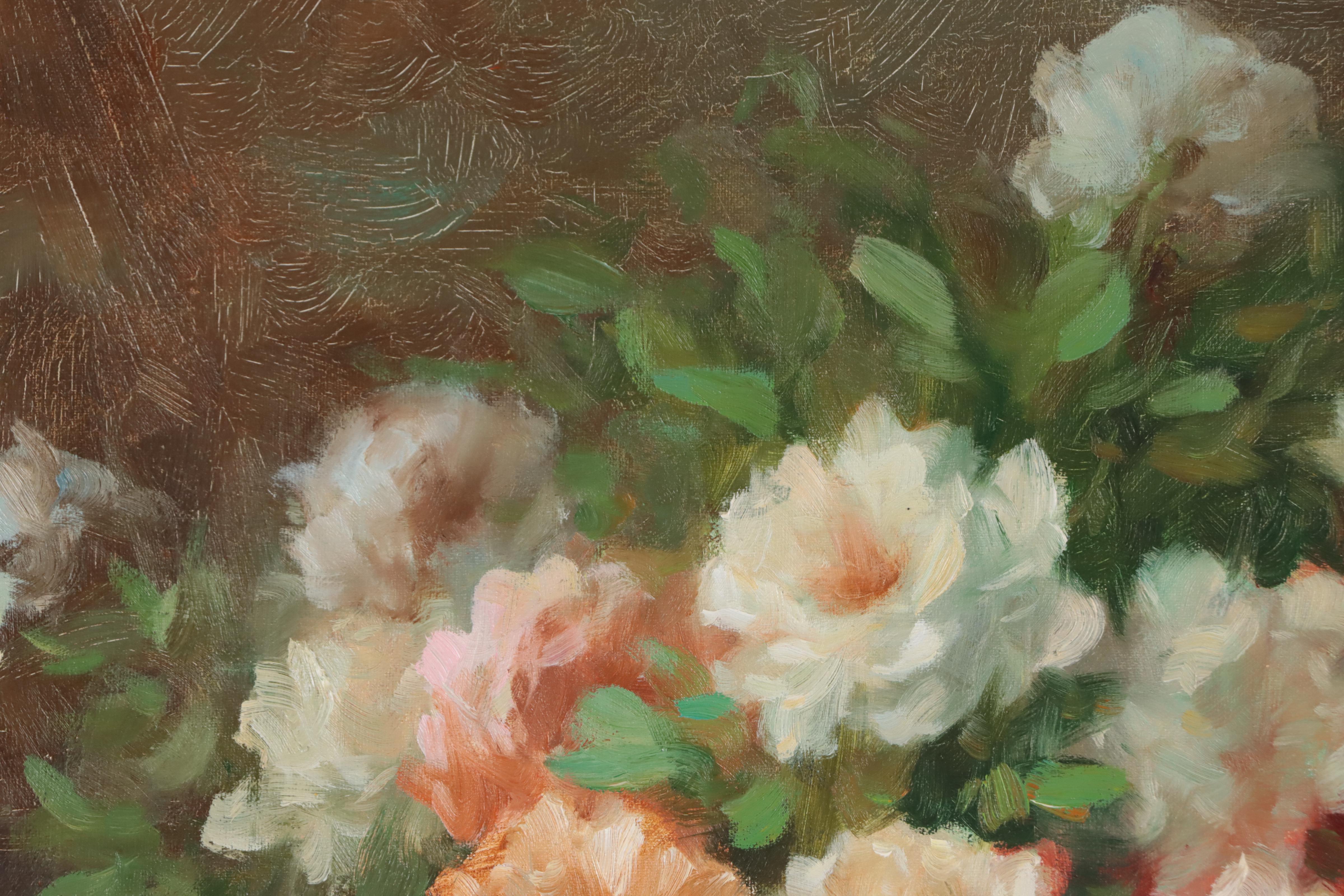 J. Smith Oil Painting of Floral Still Life