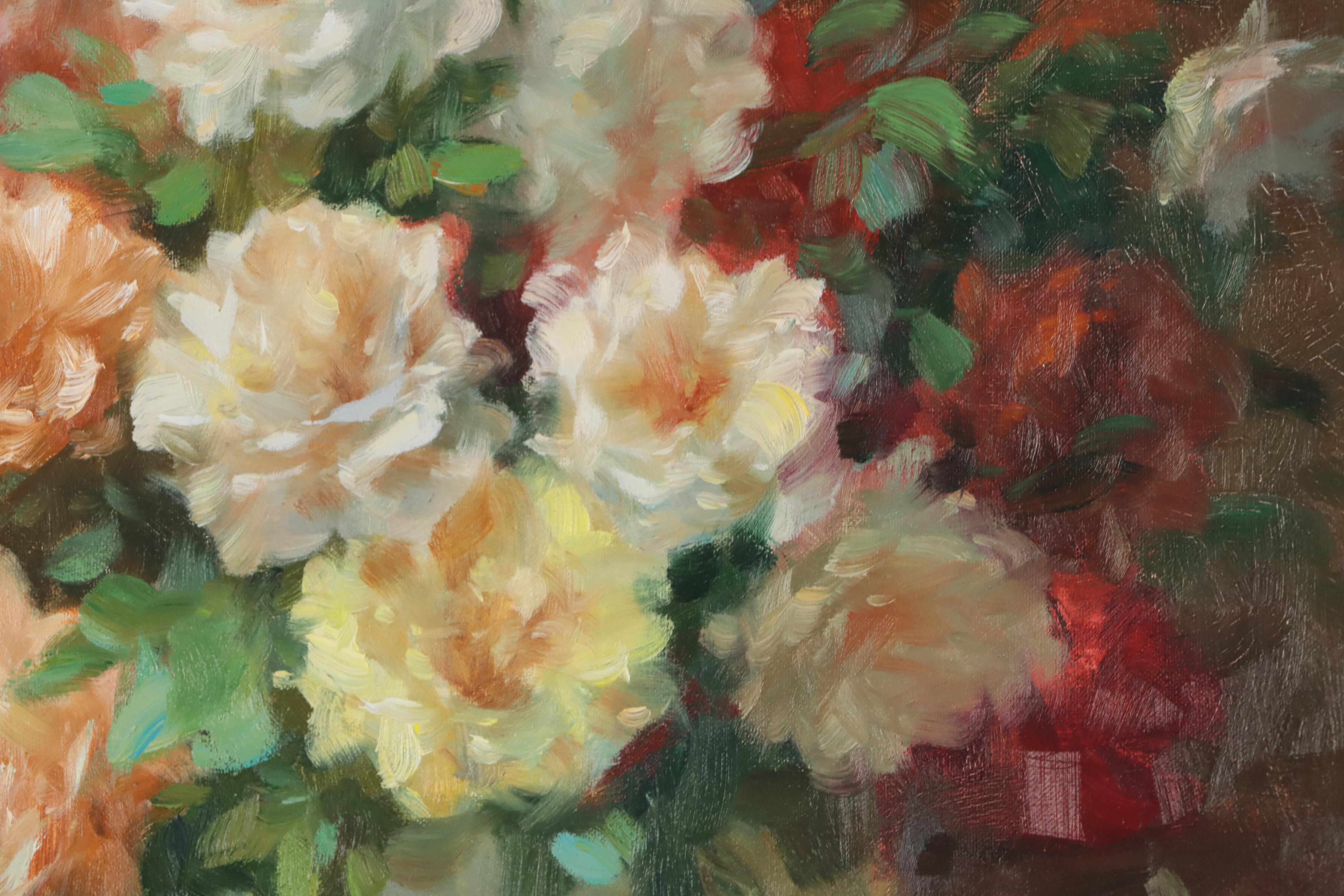 J. Smith Oil Painting of Floral Still Life