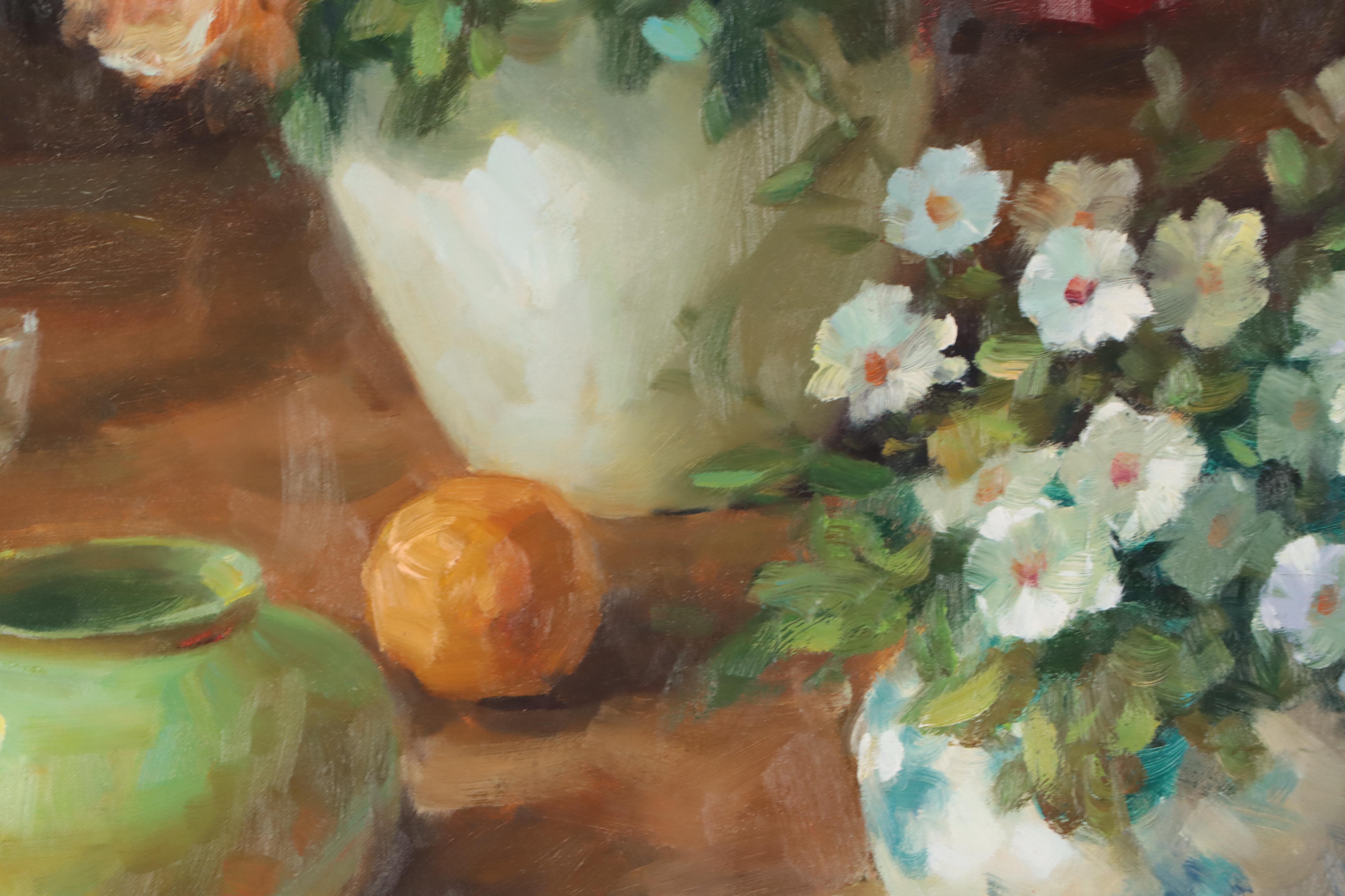 J. Smith Oil Painting of Floral Still Life