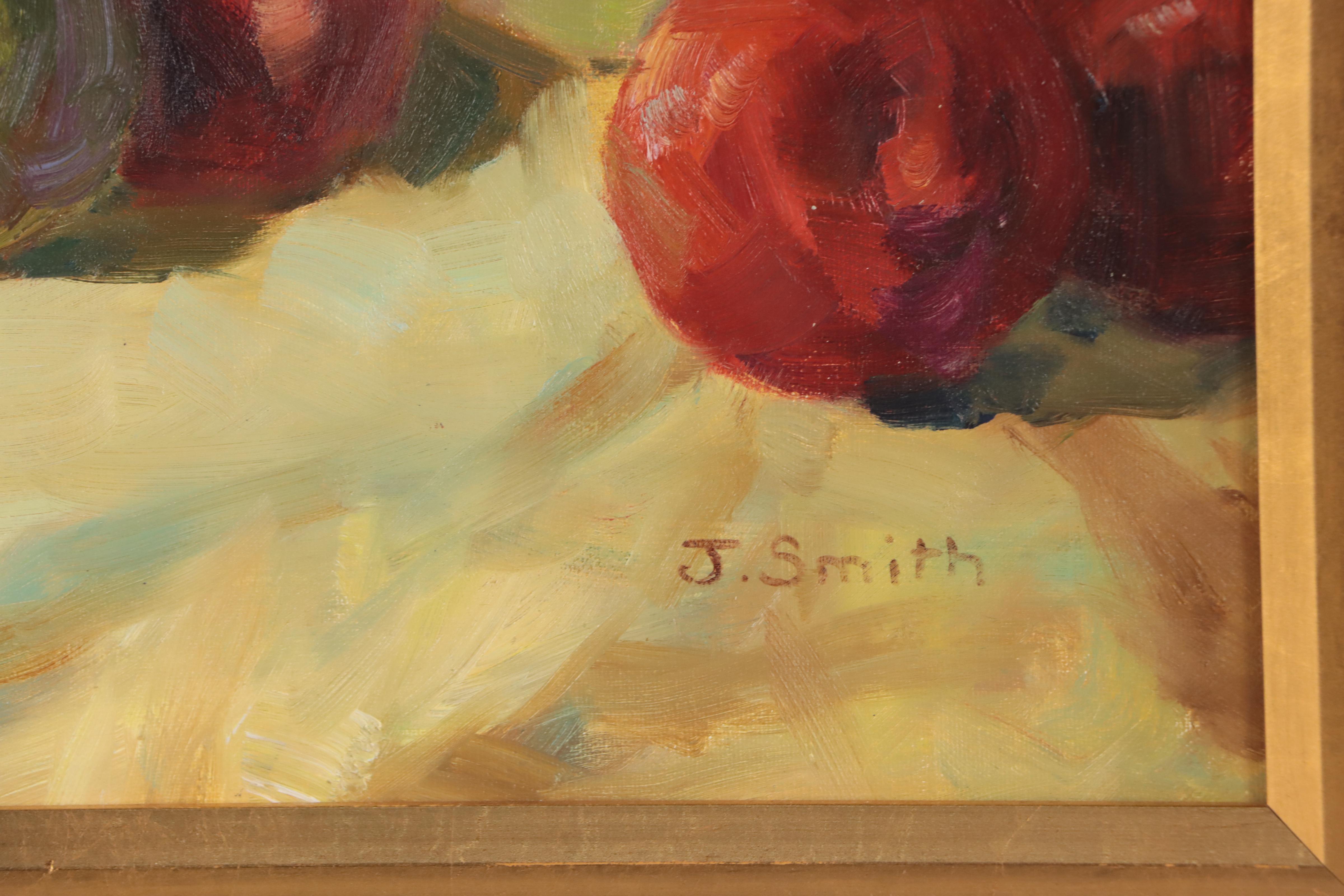 J. Smith Oil Painting of Floral Still Life