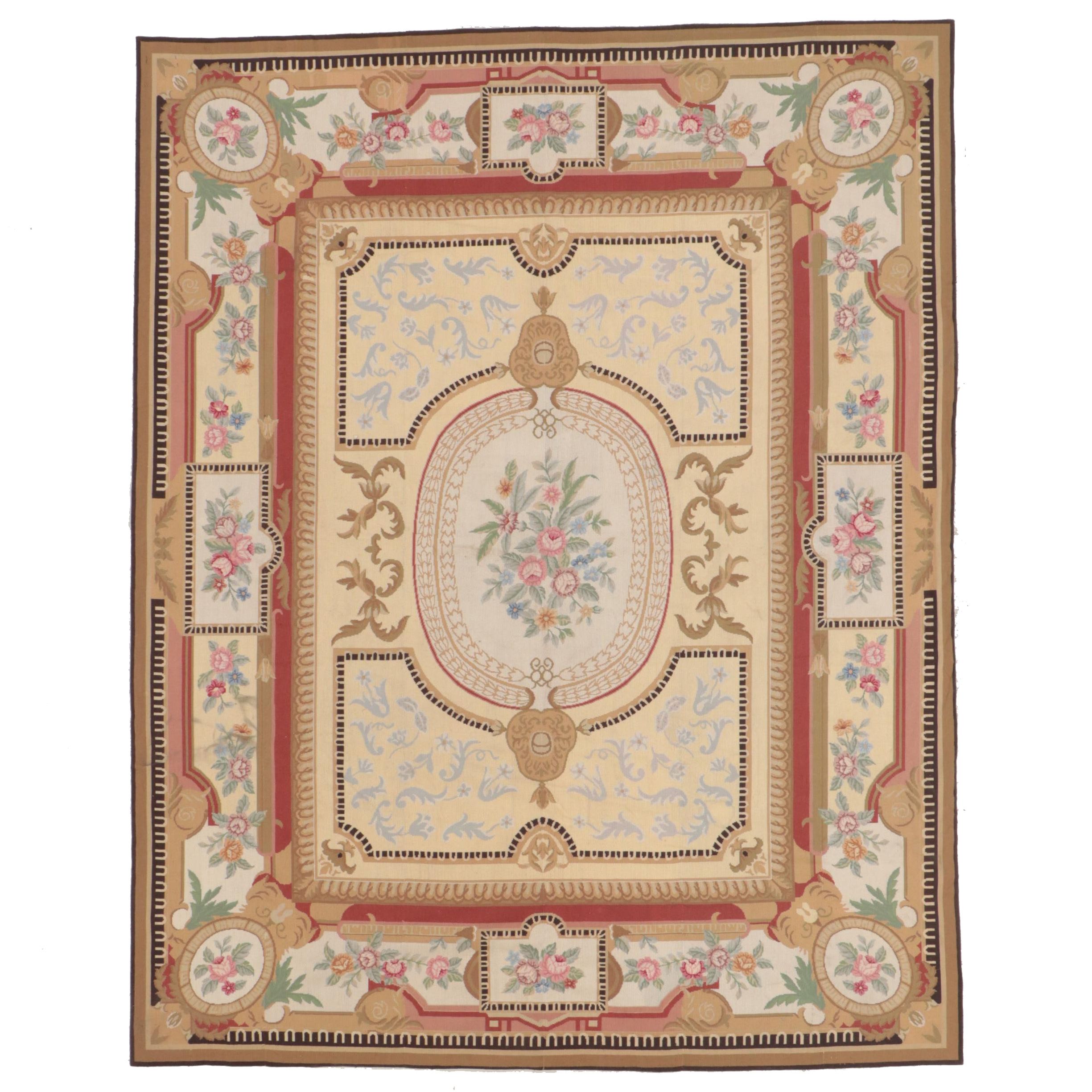 8' x 9'11 Handmade Sino-French Aubusson Style Needlepoint Area Rug