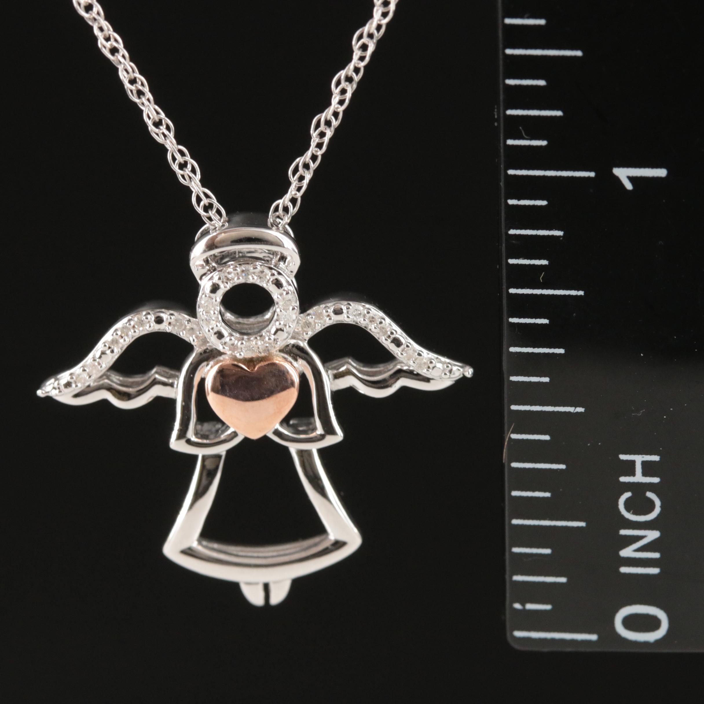 Hallmark Sterling Diamond Angel Pendant Necklace