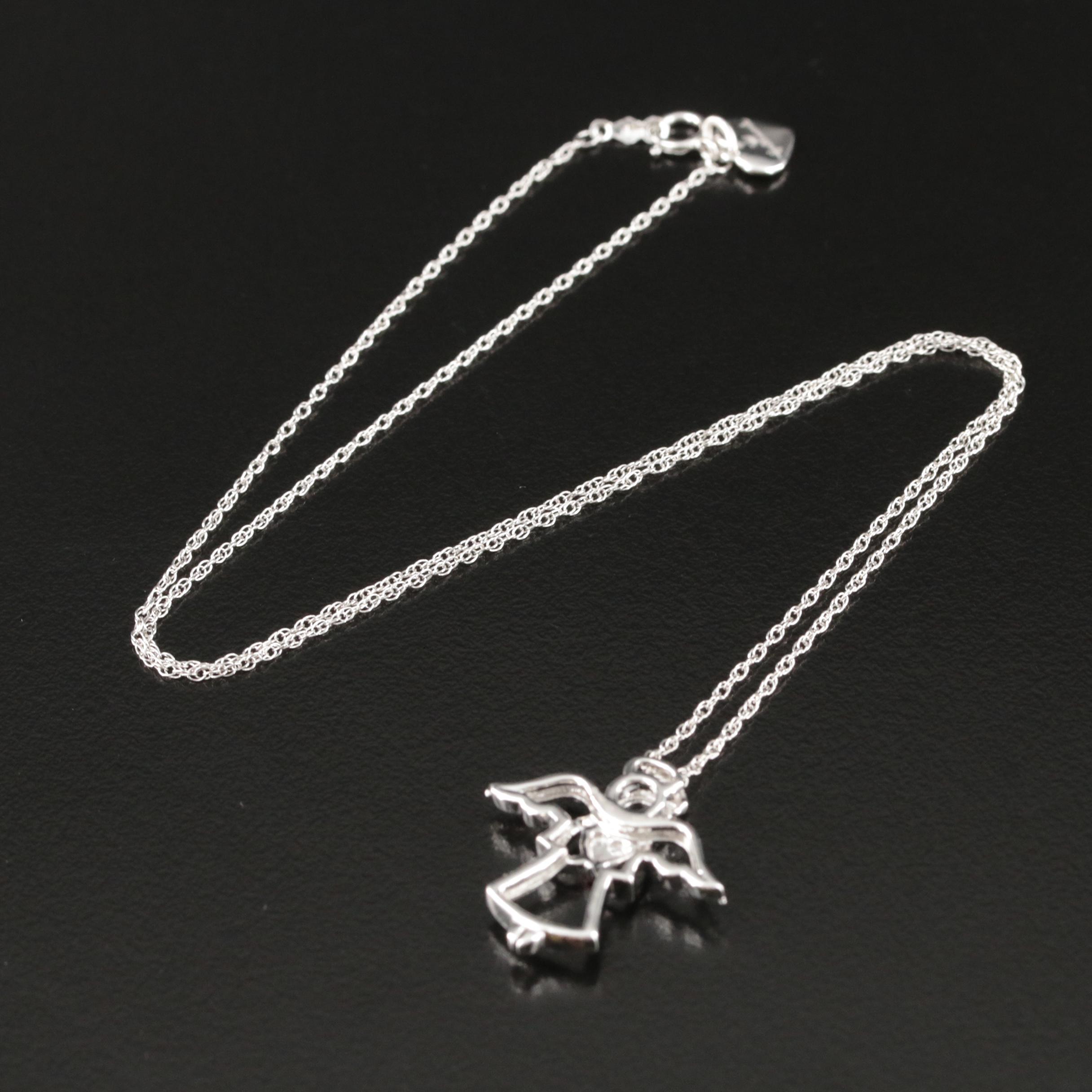 Hallmark Sterling Diamond Angel Pendant Necklace