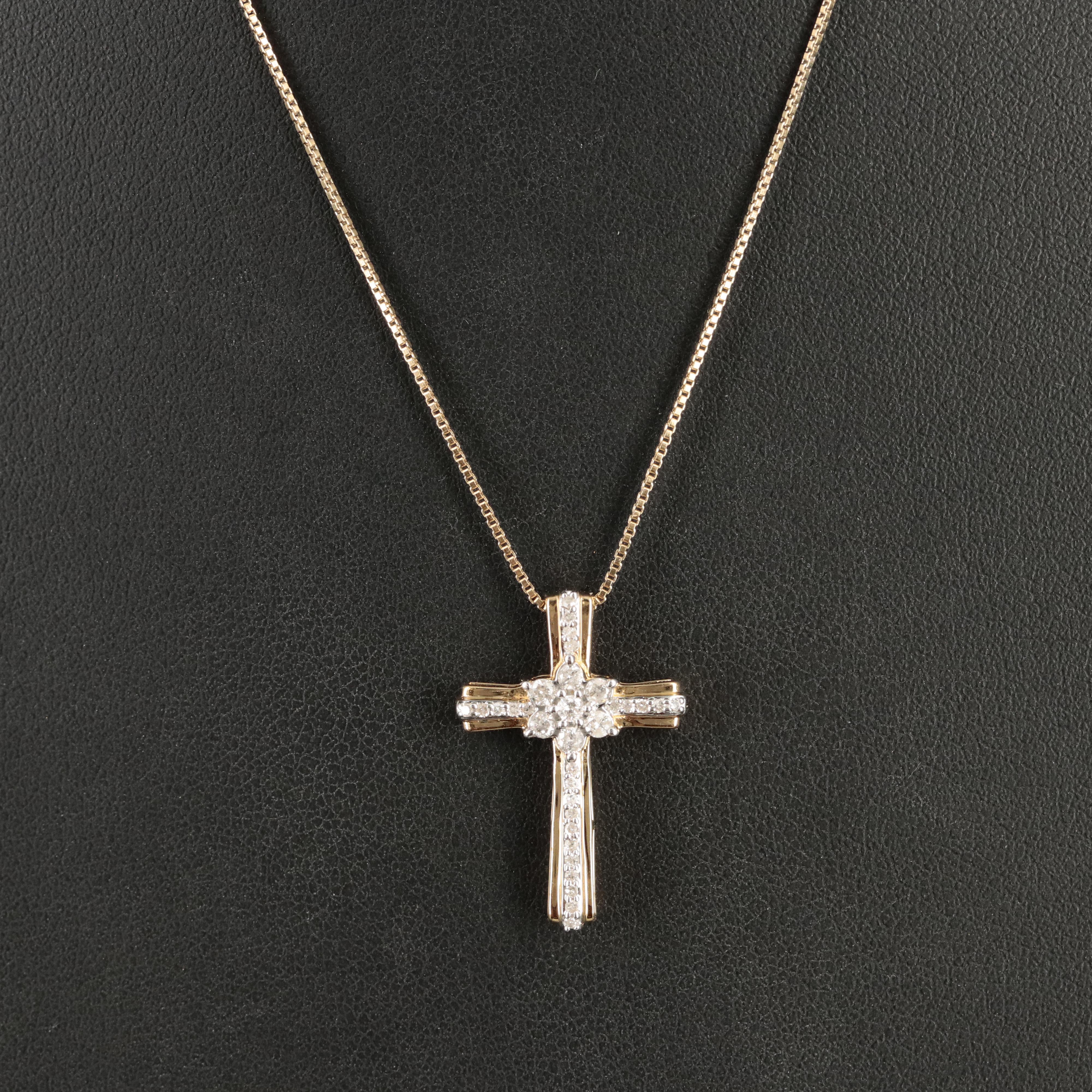 Sterling Diamond Cross Pendant Necklace