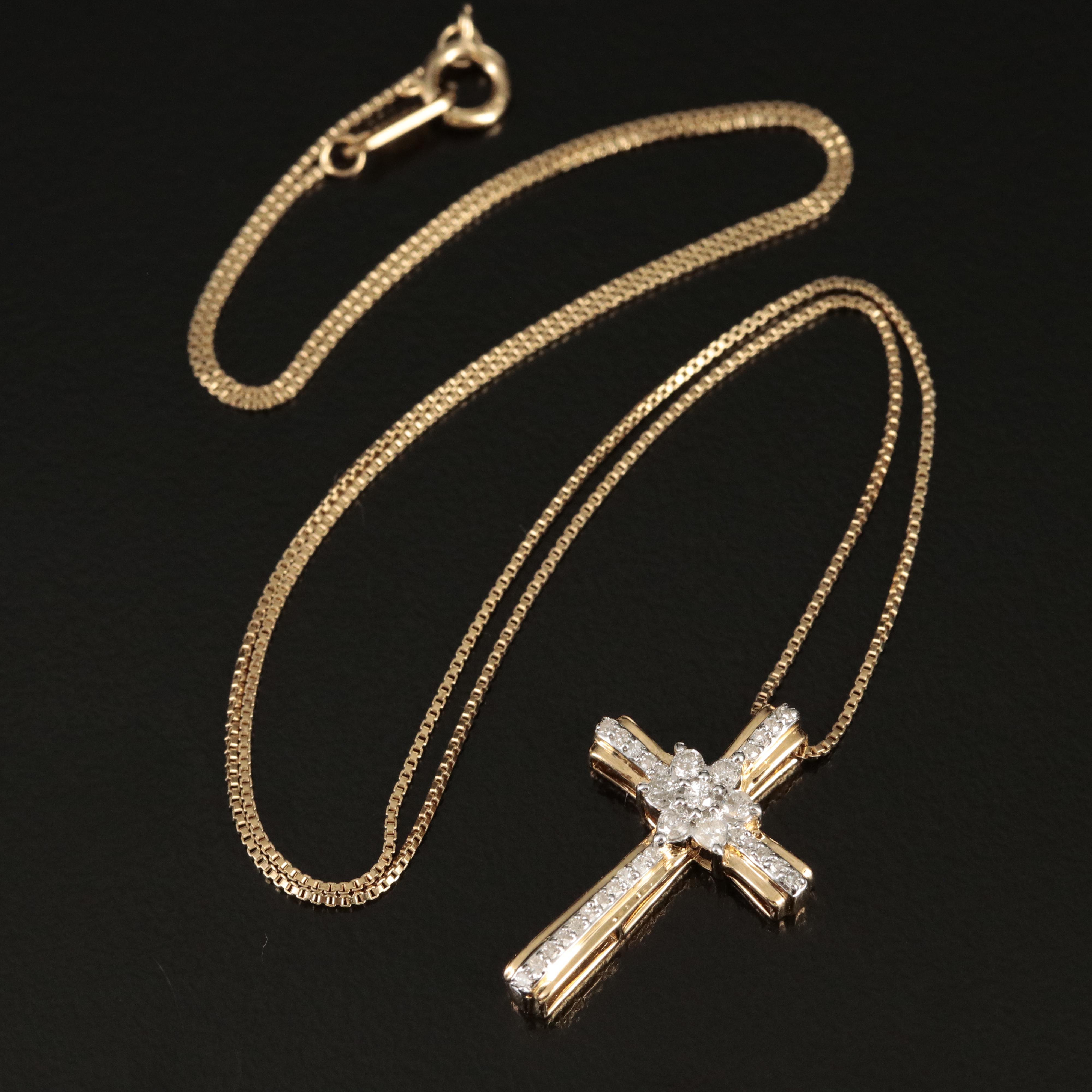 Sterling Diamond Cross Pendant Necklace
