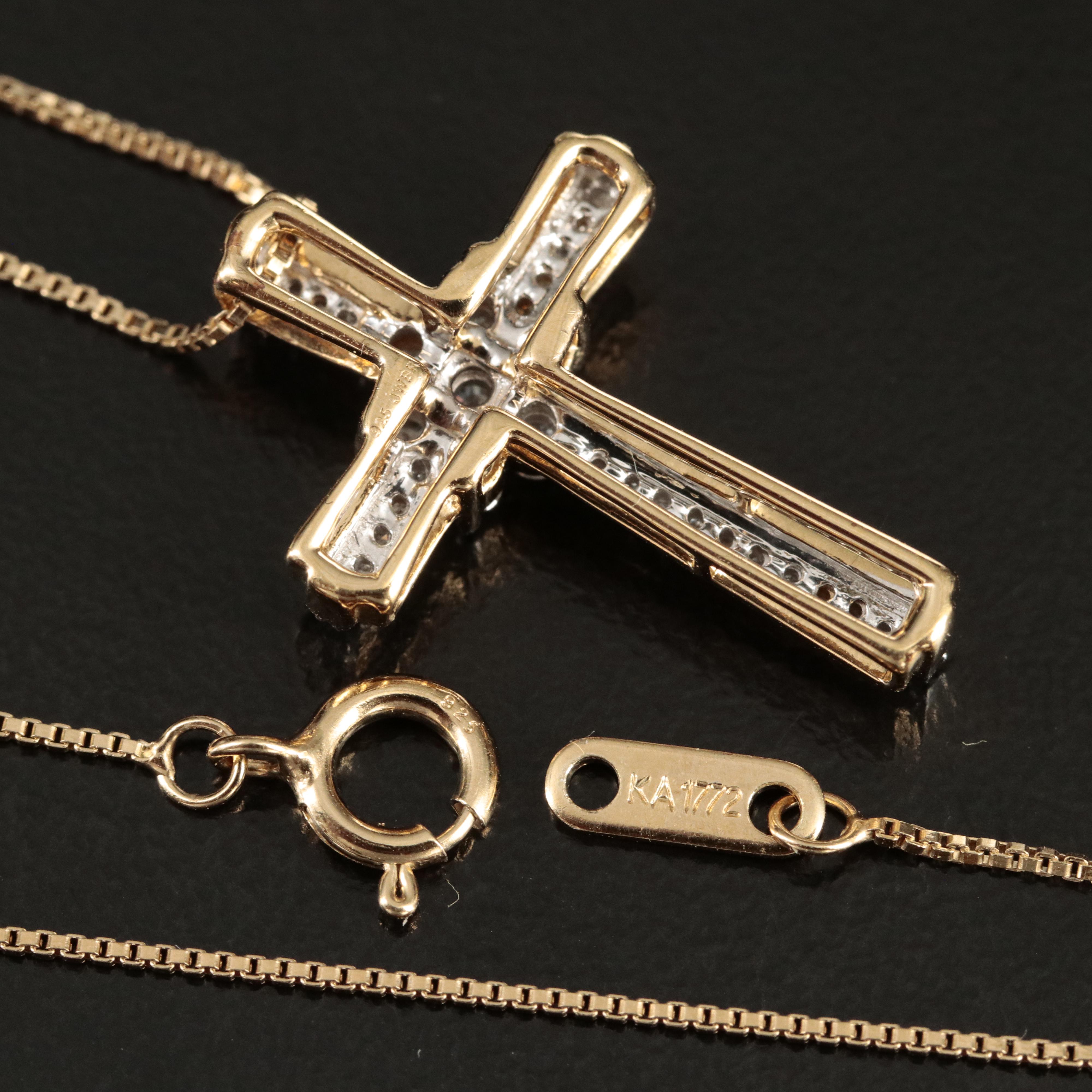 Sterling Diamond Cross Pendant Necklace