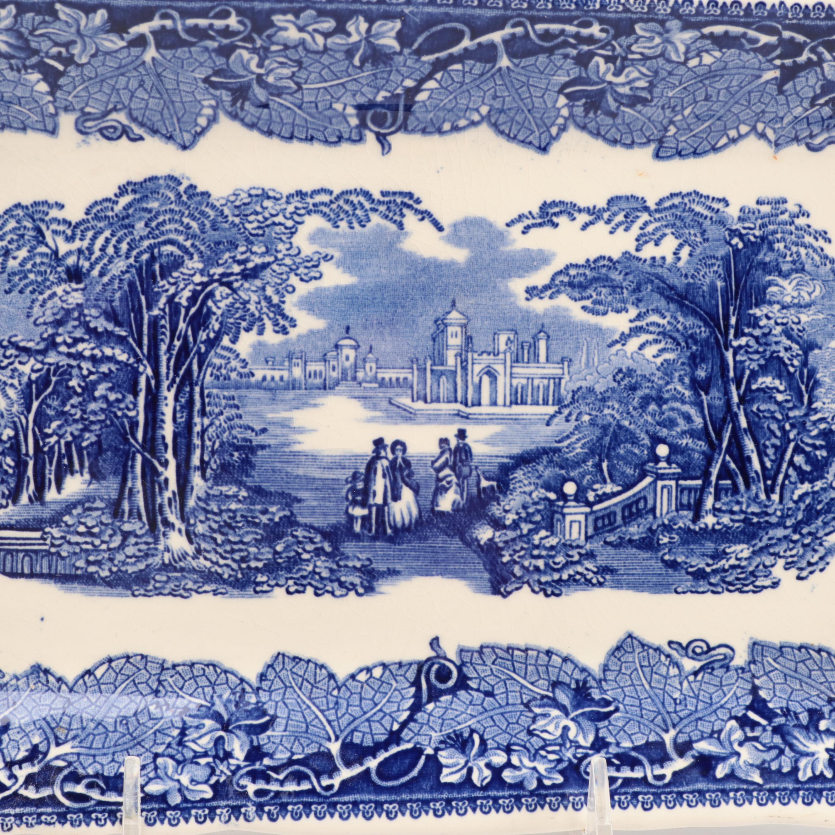 Delft Clock with Windmill Figurine, Tray and More with Staffordshire Pottery