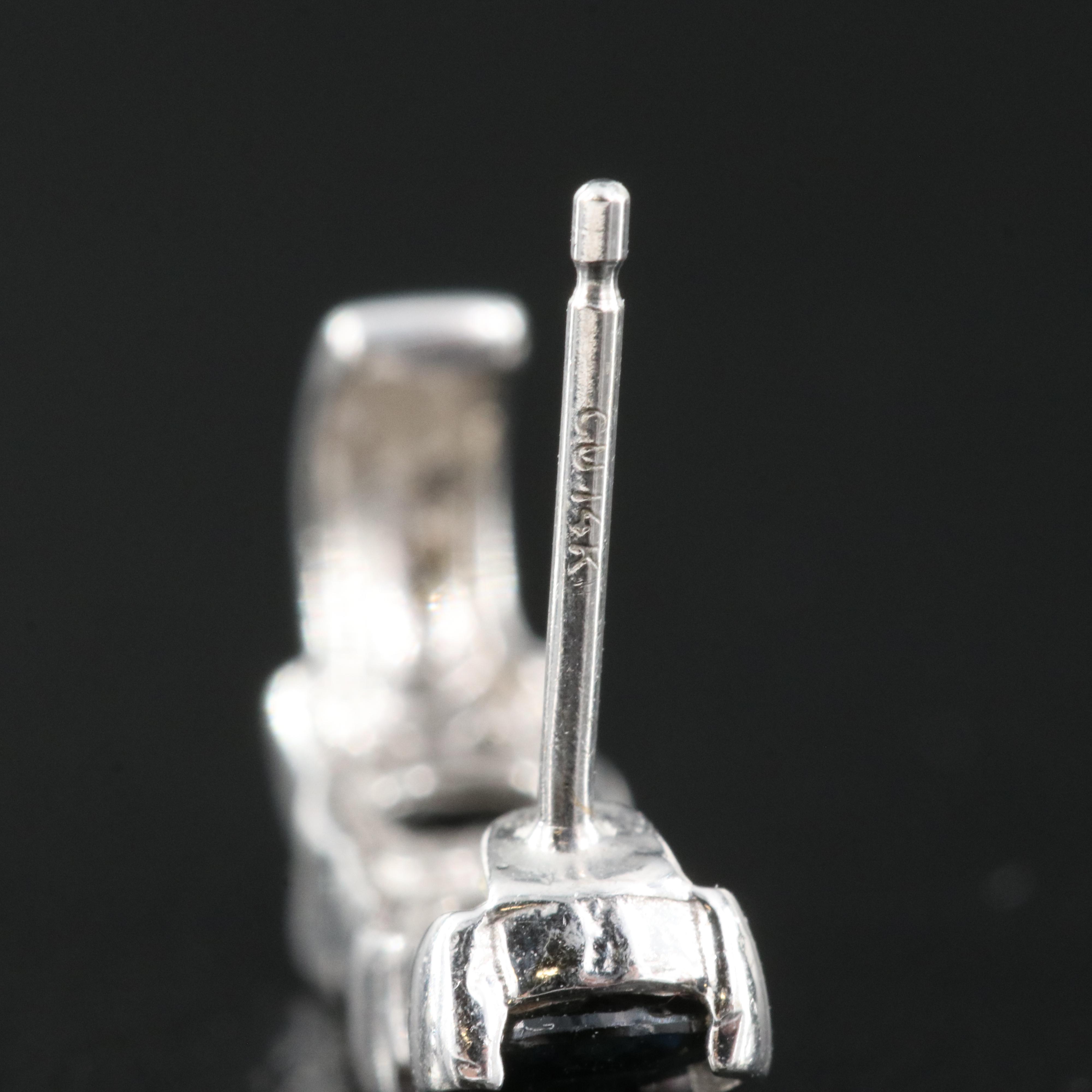 14K Sapphire and Diamond J Hoop Earrings