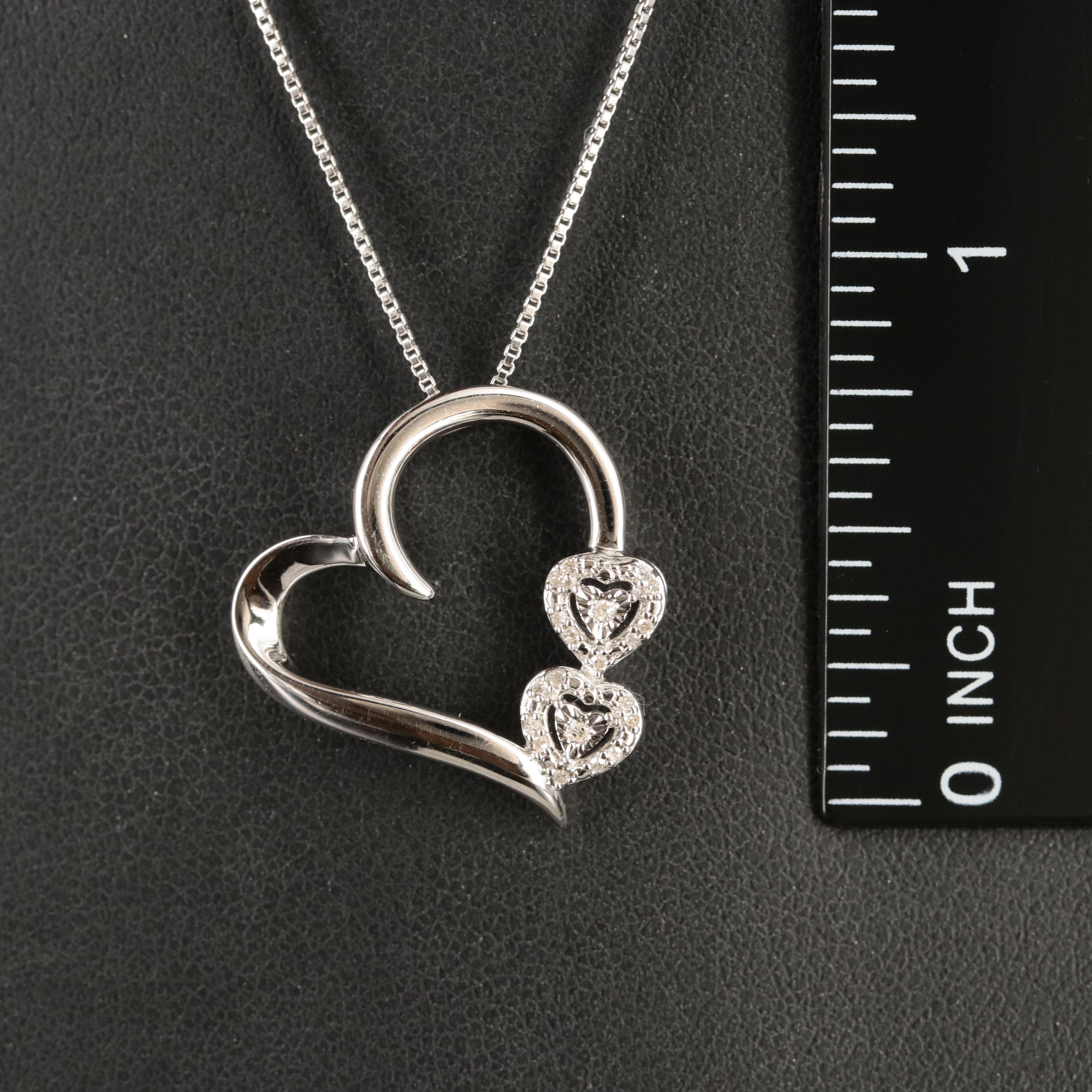 Sterling Diamond Heart Pendant Necklace