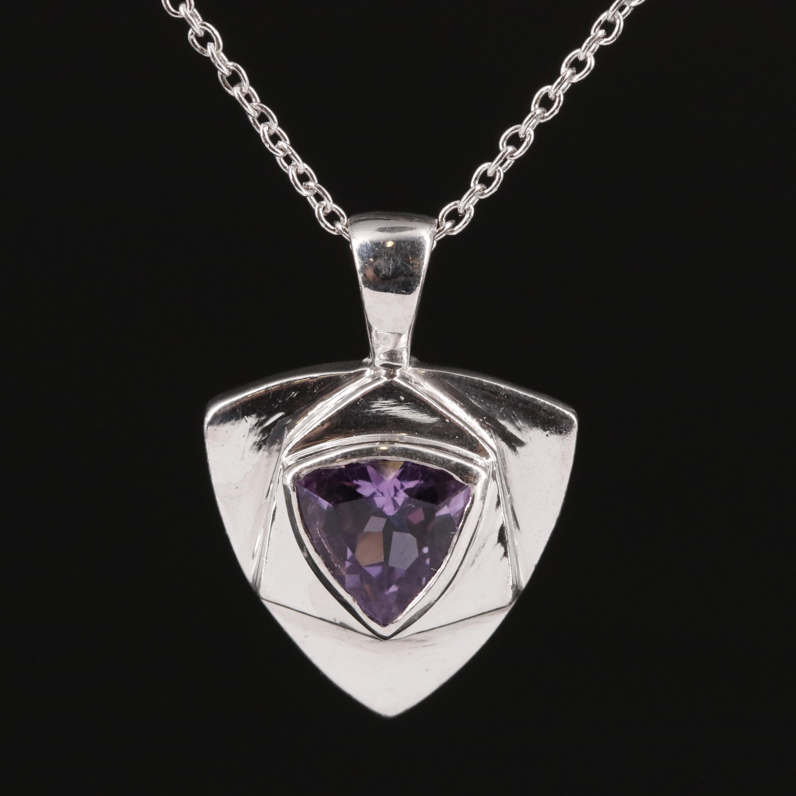 Sterling Amethyst Pendant Necklace
