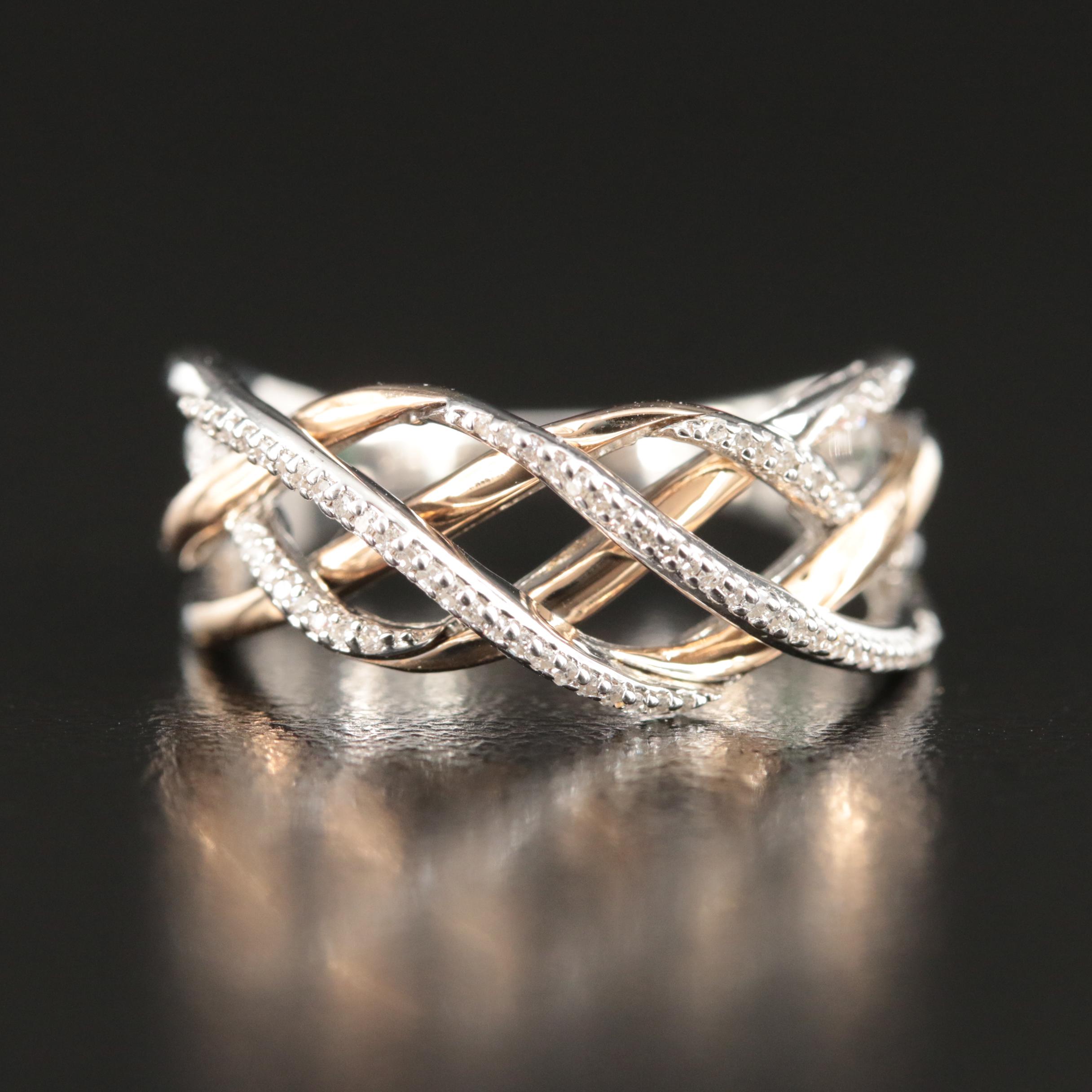 Sterling Diamond Ring with 10K Accent