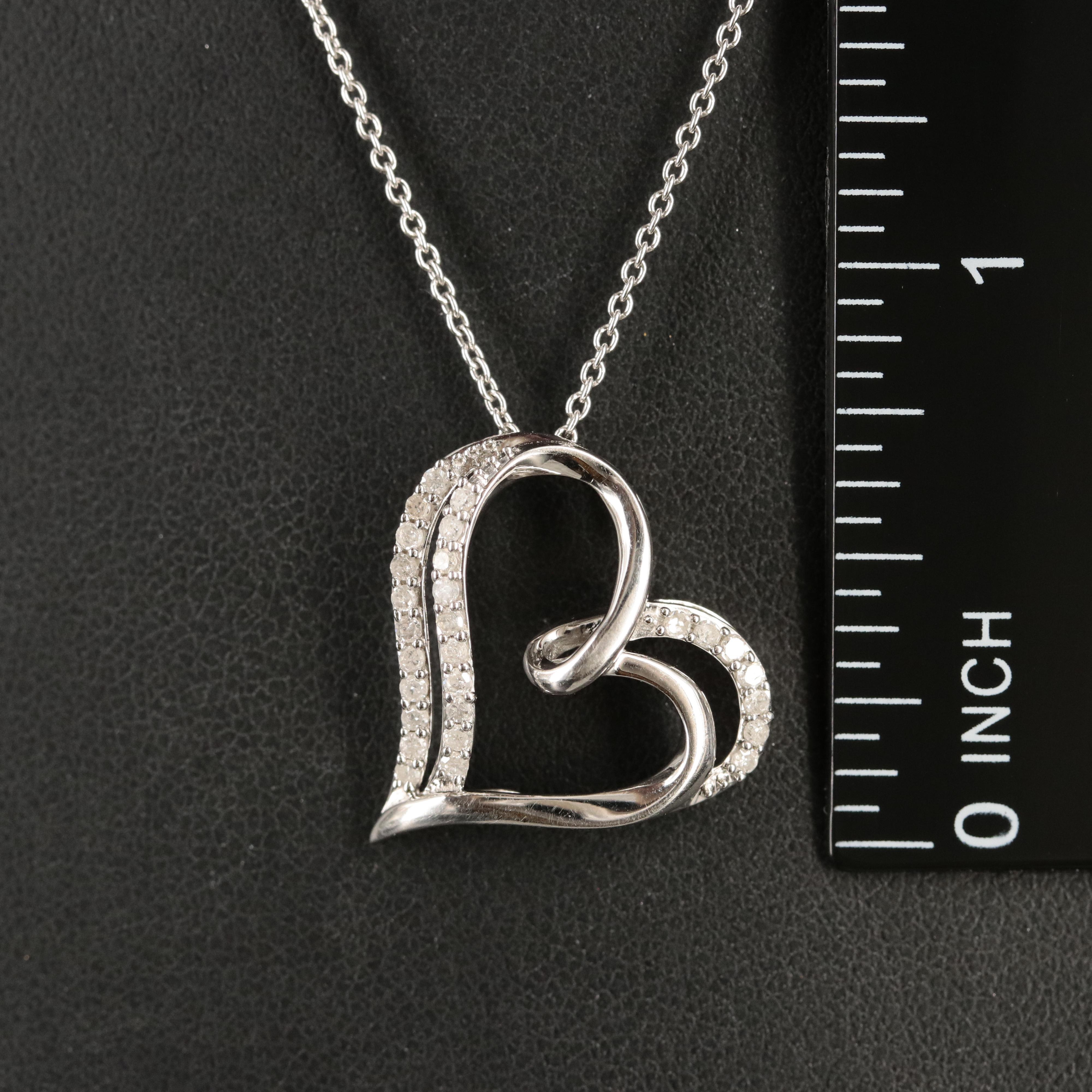 Sterling Diamond Heart Pendant Necklace