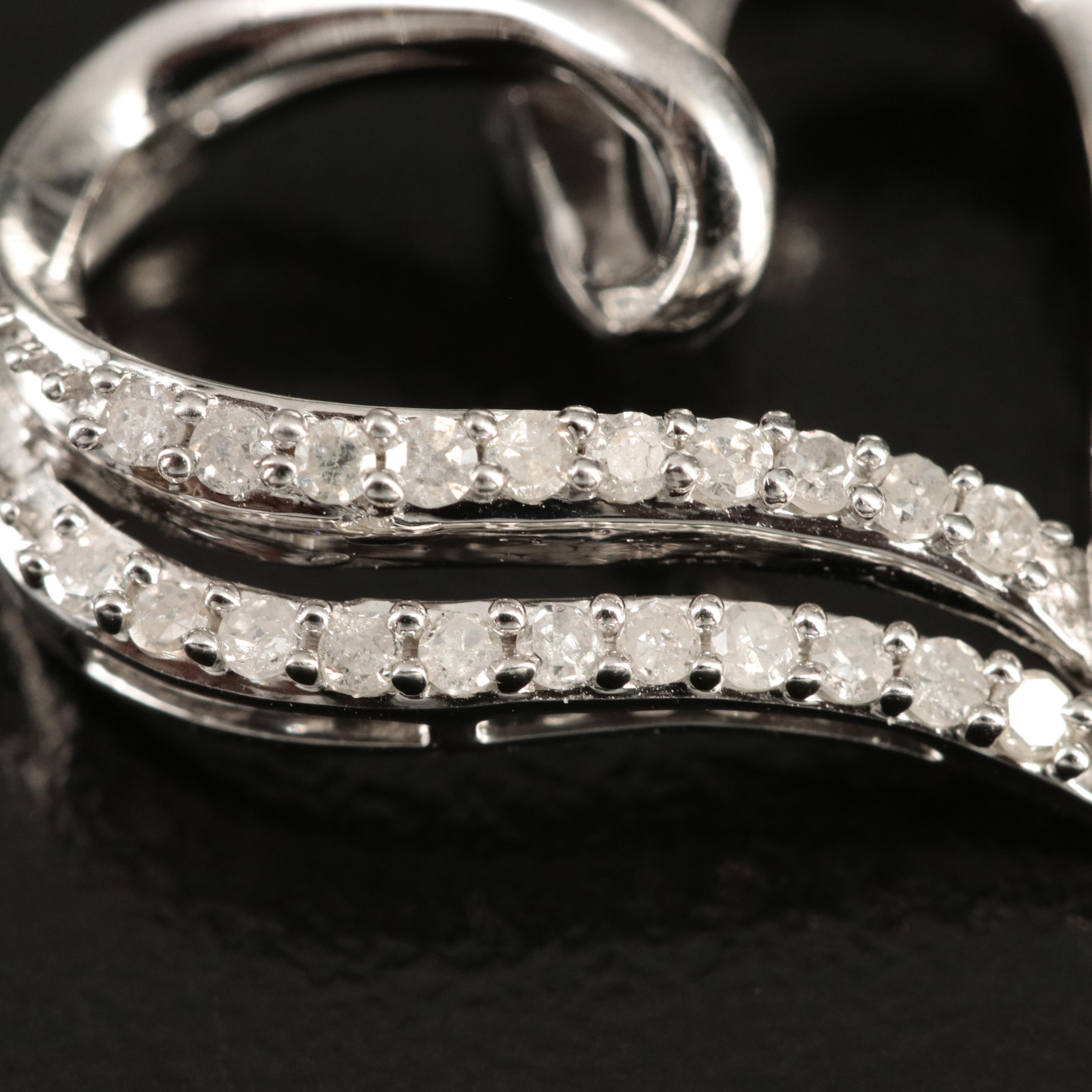 Sterling Diamond Heart Pendant Necklace