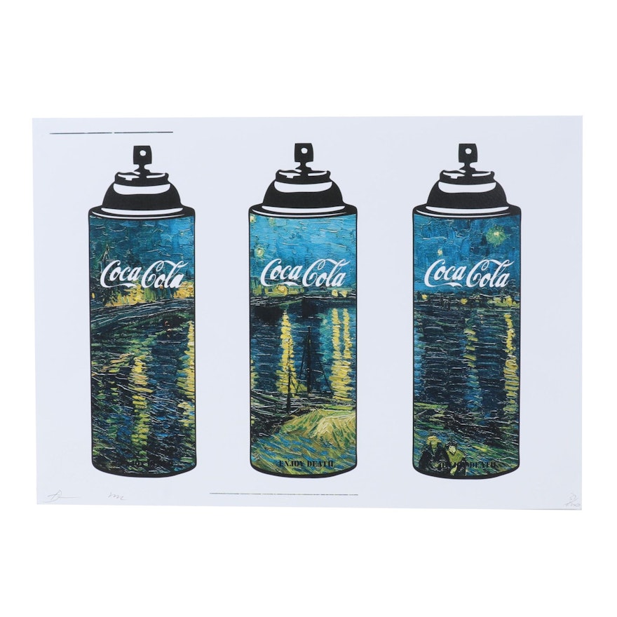 Death NYC Pop Art Graphic Print Coca-Cola Spray Cans and The Starry Night