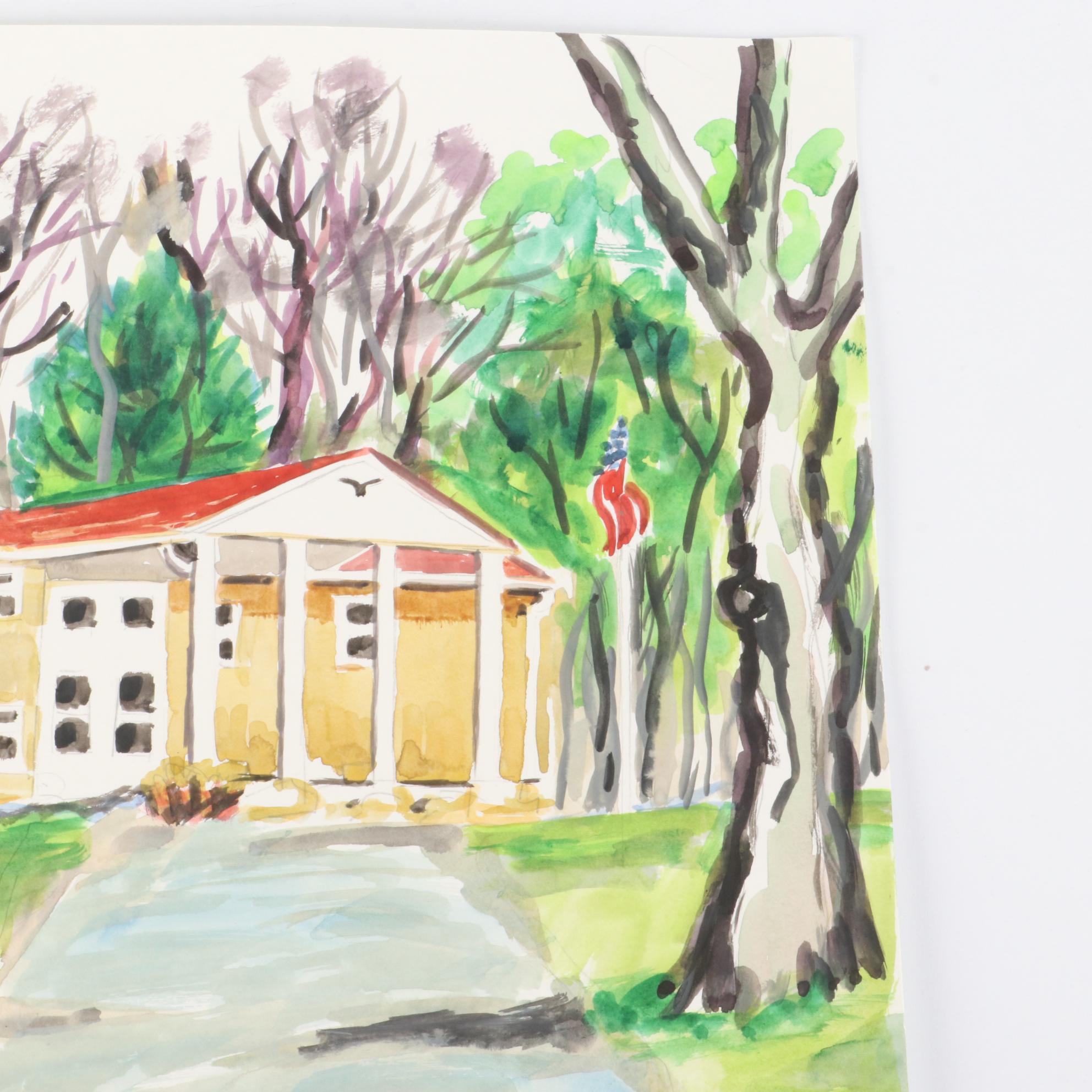 Kathleen Zimbicki Street View Watercolor Painting, 2021