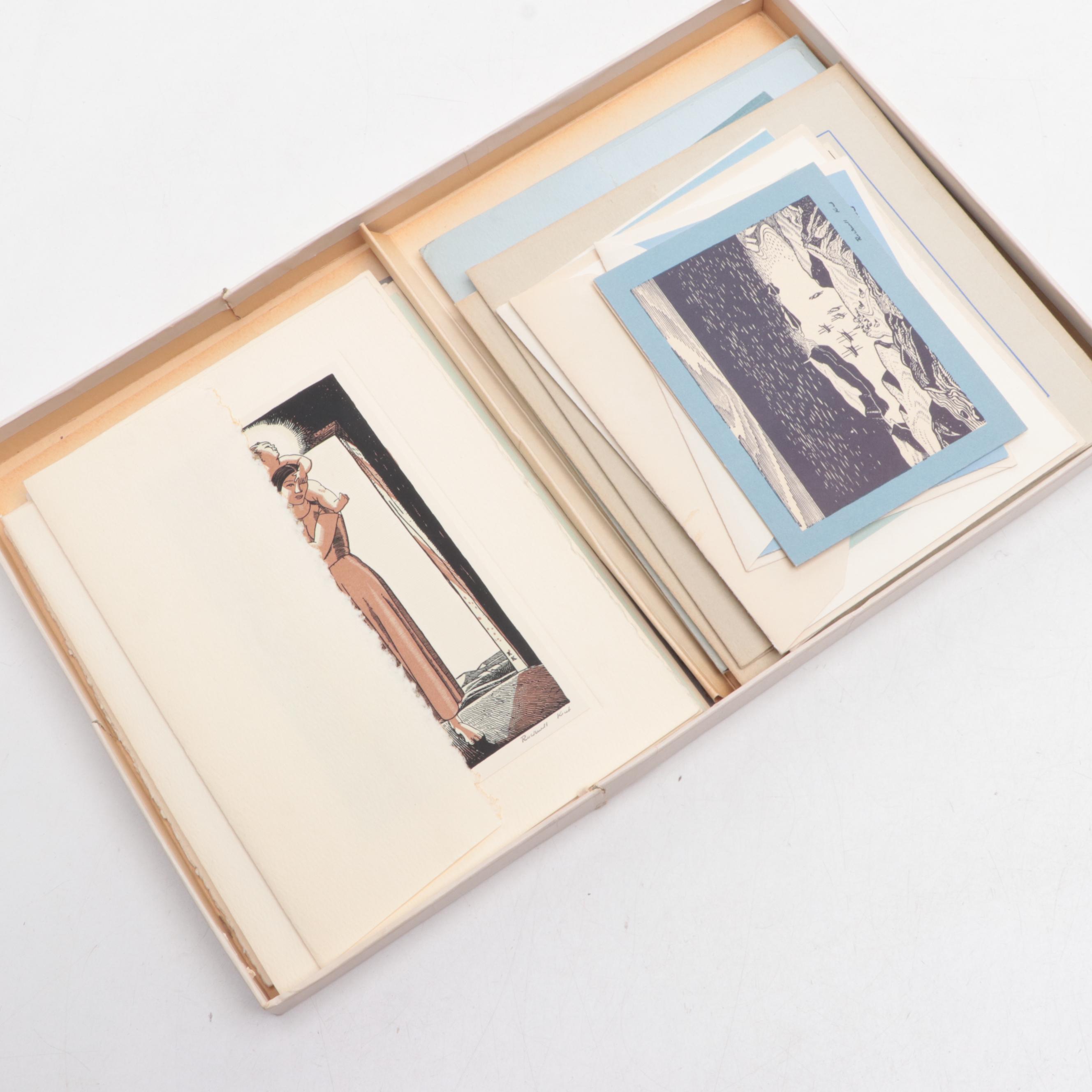 Rockwell Kent Christmas Cards with Signed "The Prints of Rockwell Kent"