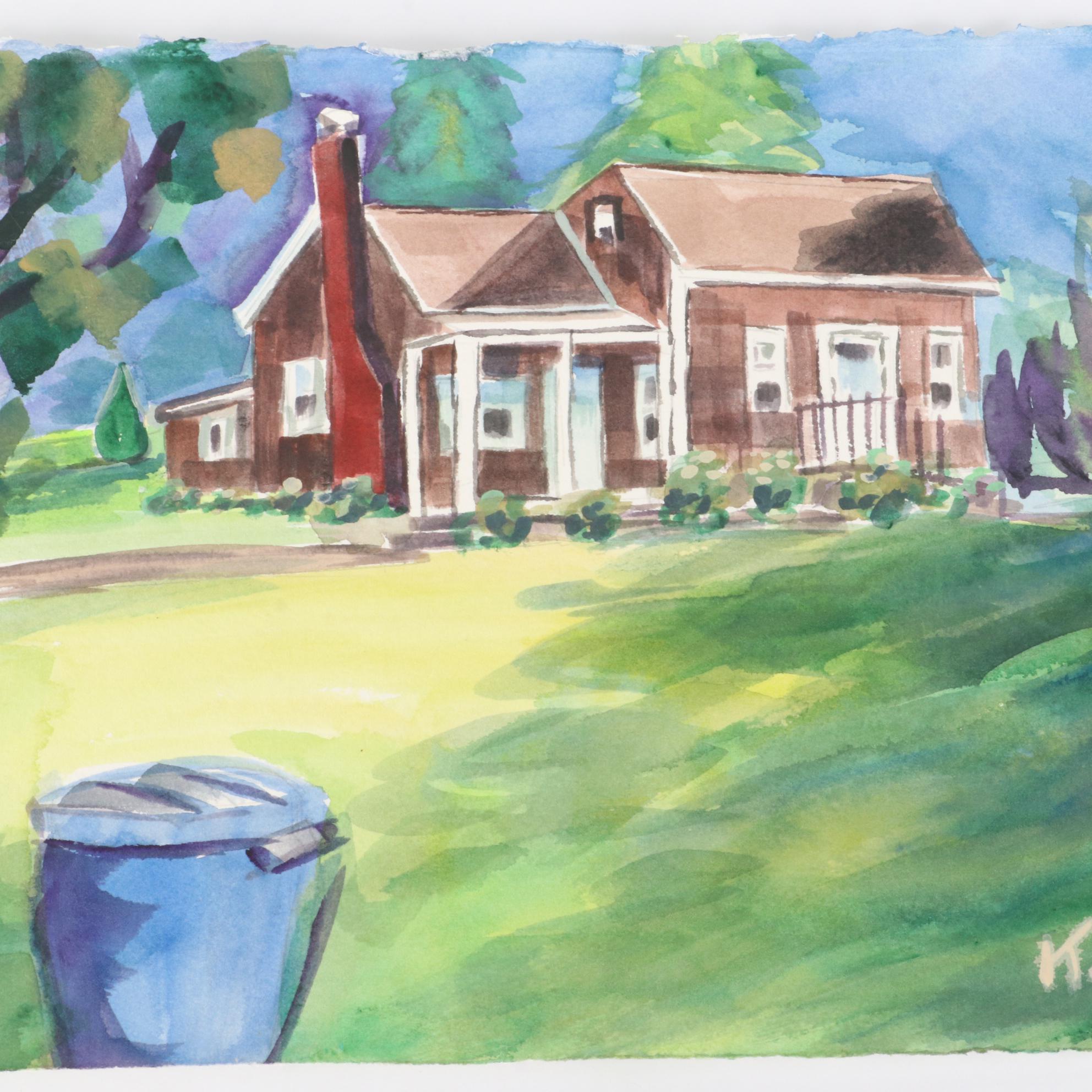 Kathleen Zimbicki Street View Watercolor Painting, 2021