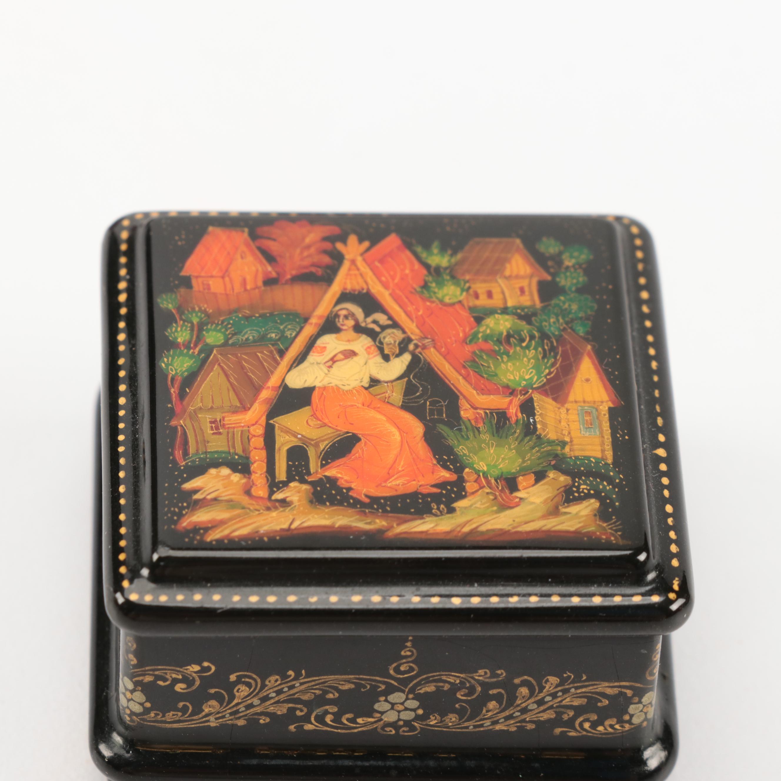 Palekh with Other Russian Hand-Painted Fairy Tale Trinket Boxes