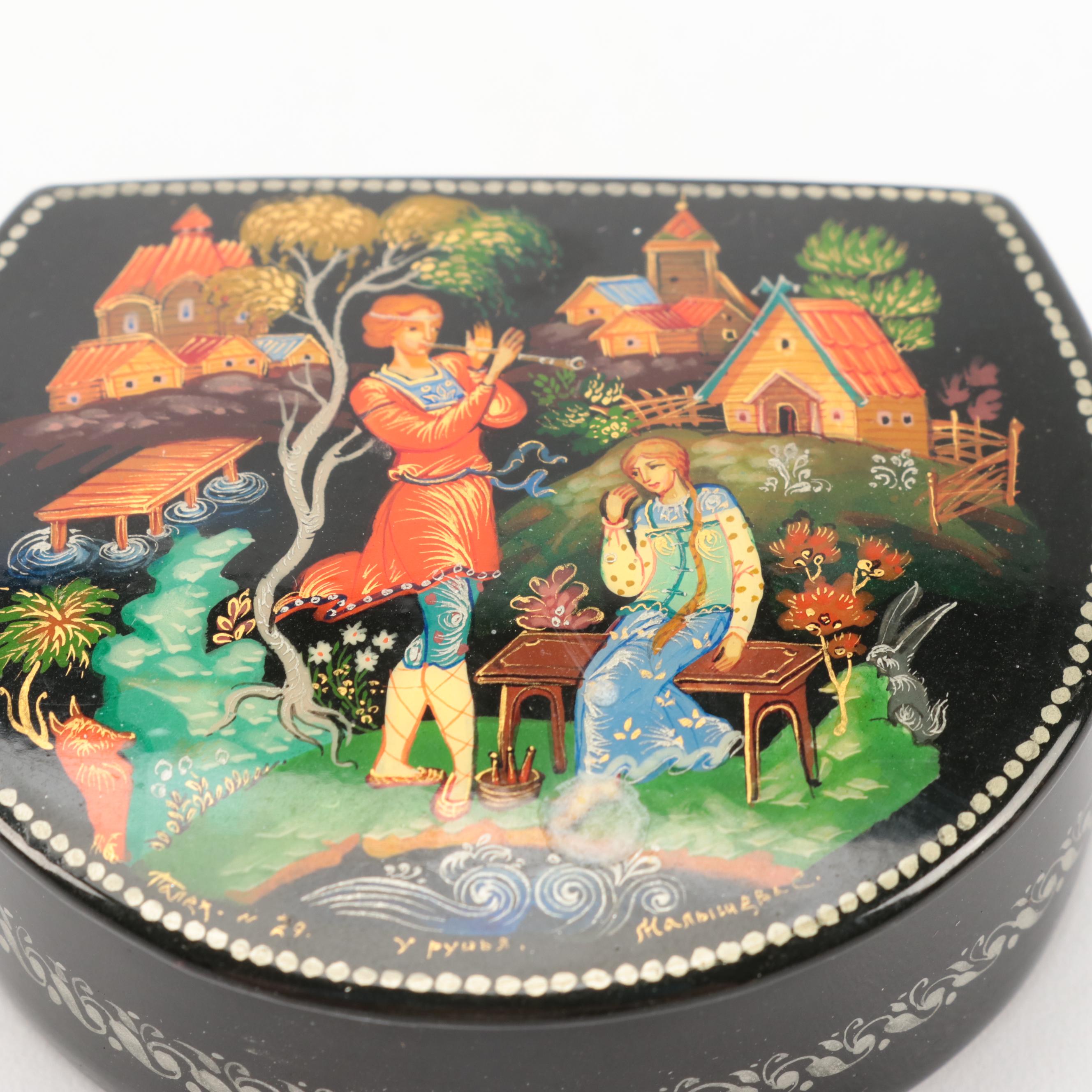 Palekh with Other Russian Hand-Painted Fairy Tale Trinket Boxes