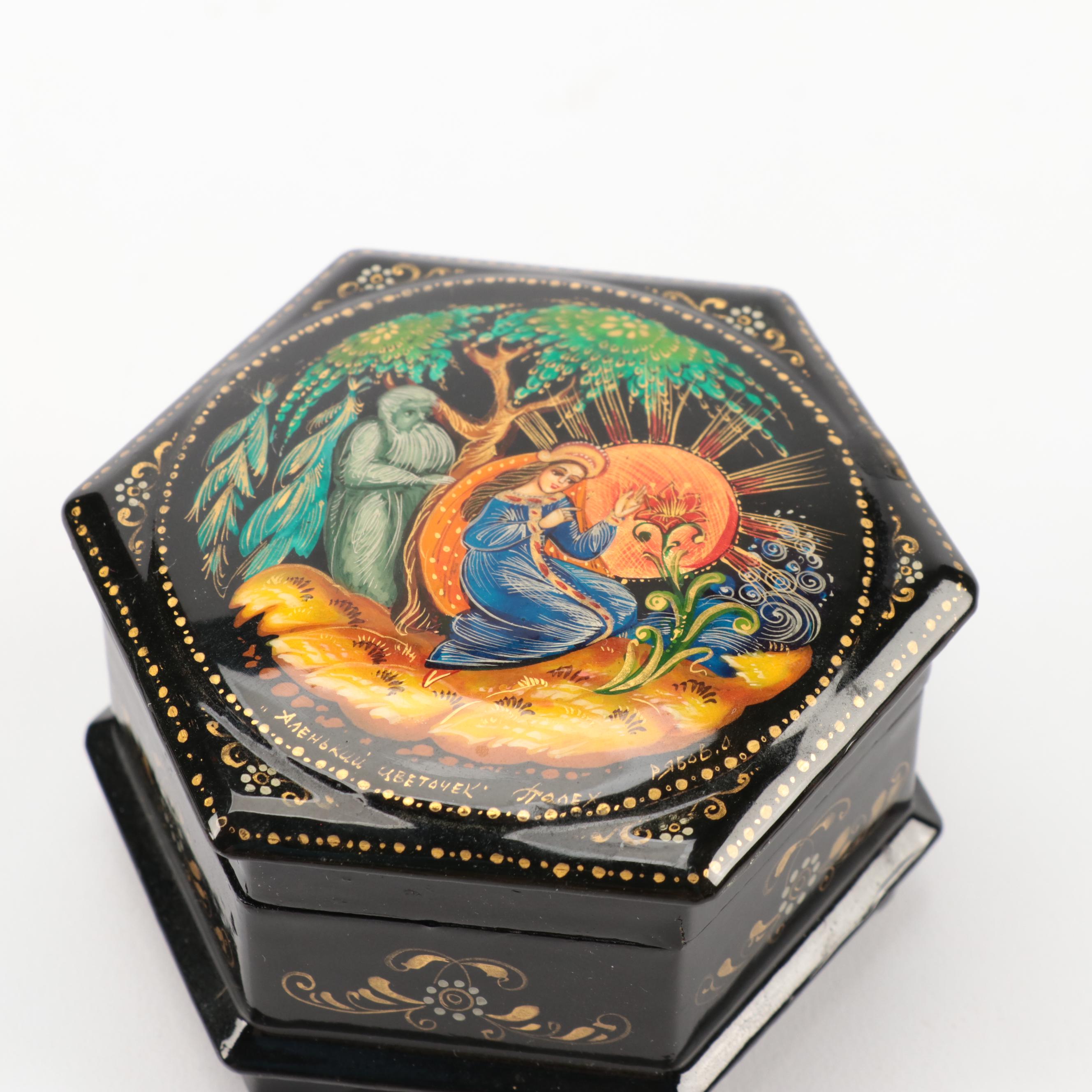 Palekh with Other Russian Hand-Painted Fairy Tale Trinket Boxes