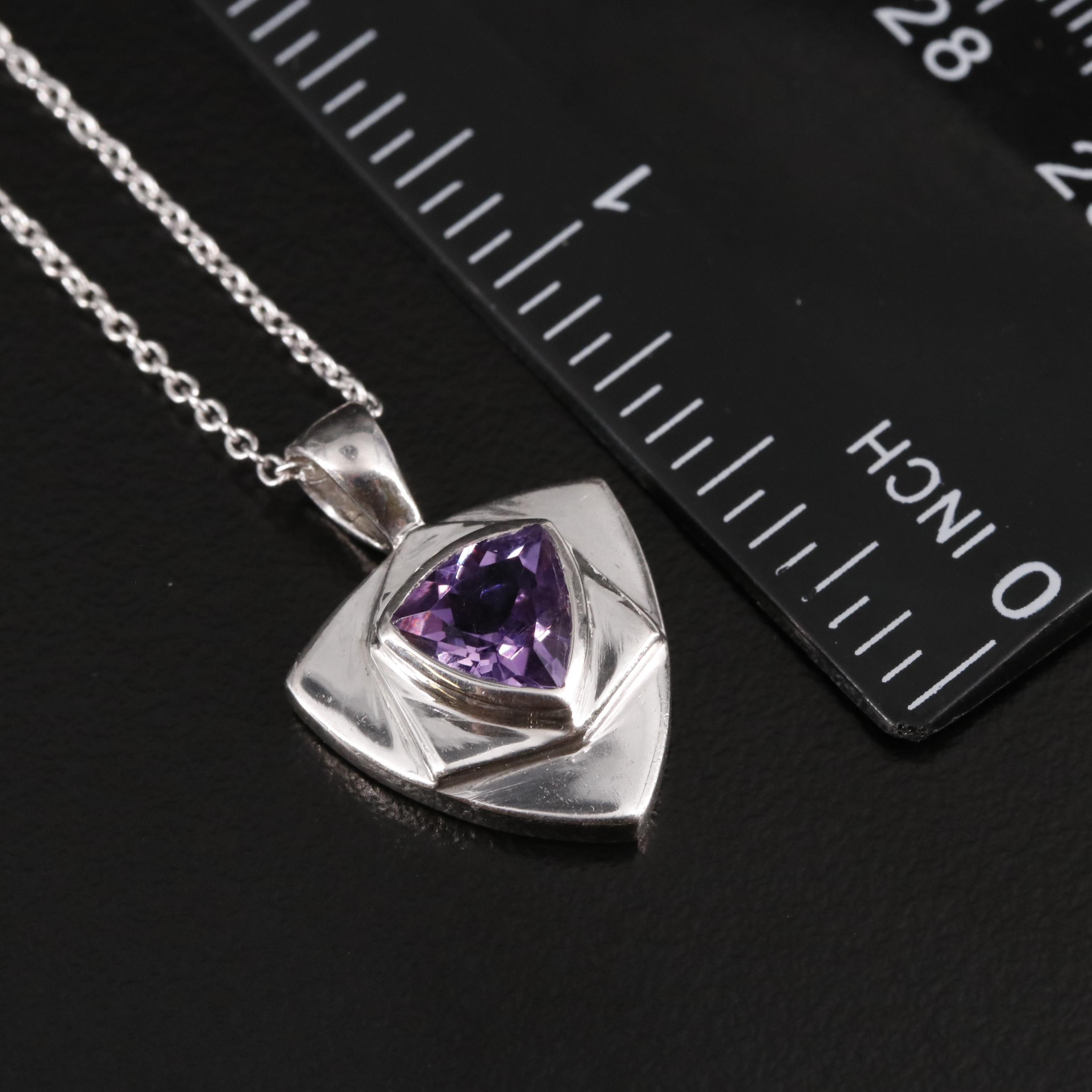 Sterling Amethyst Pendant Necklace