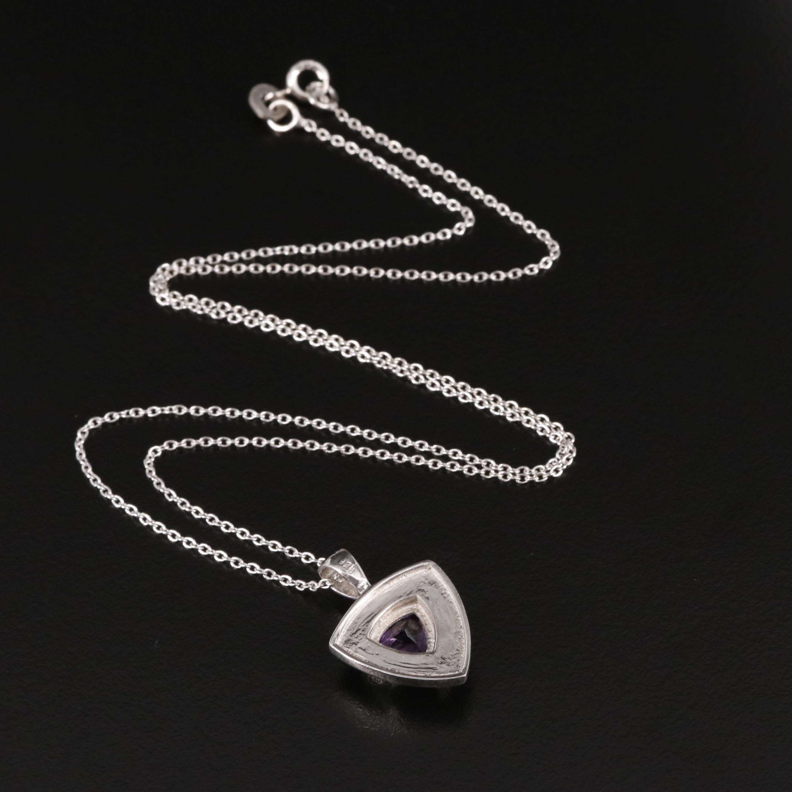 Sterling Amethyst Pendant Necklace