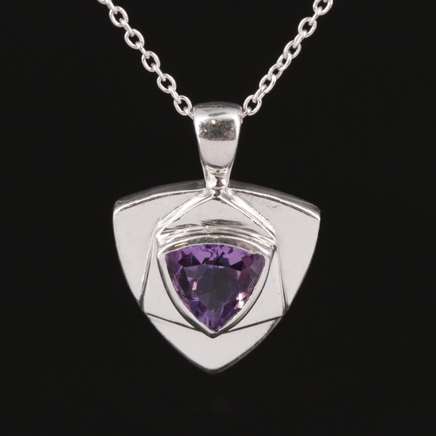 Sterling Amethyst Pendant Necklace