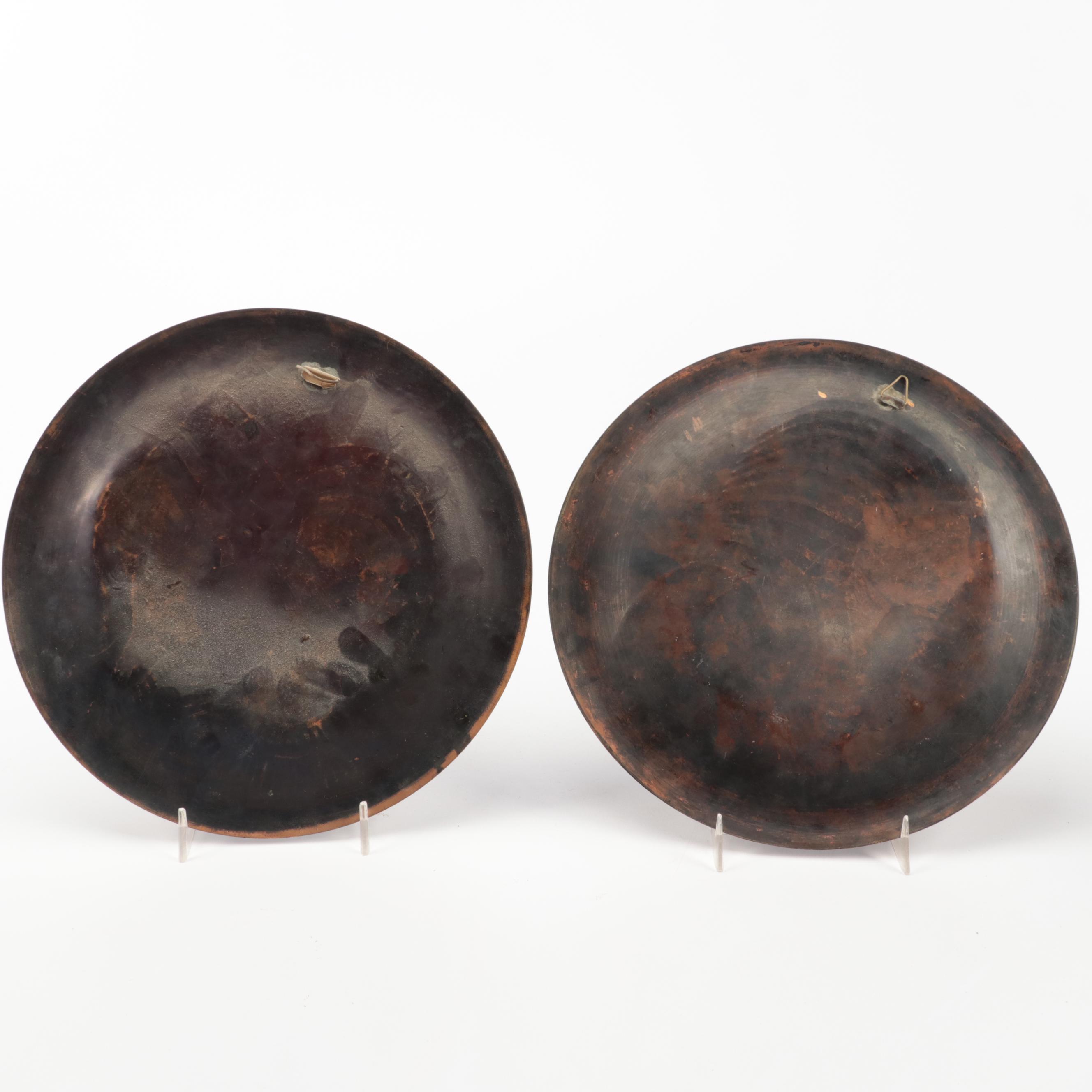 Egyptian Copper Wall Plates with Tray and Ceramic Pitcher