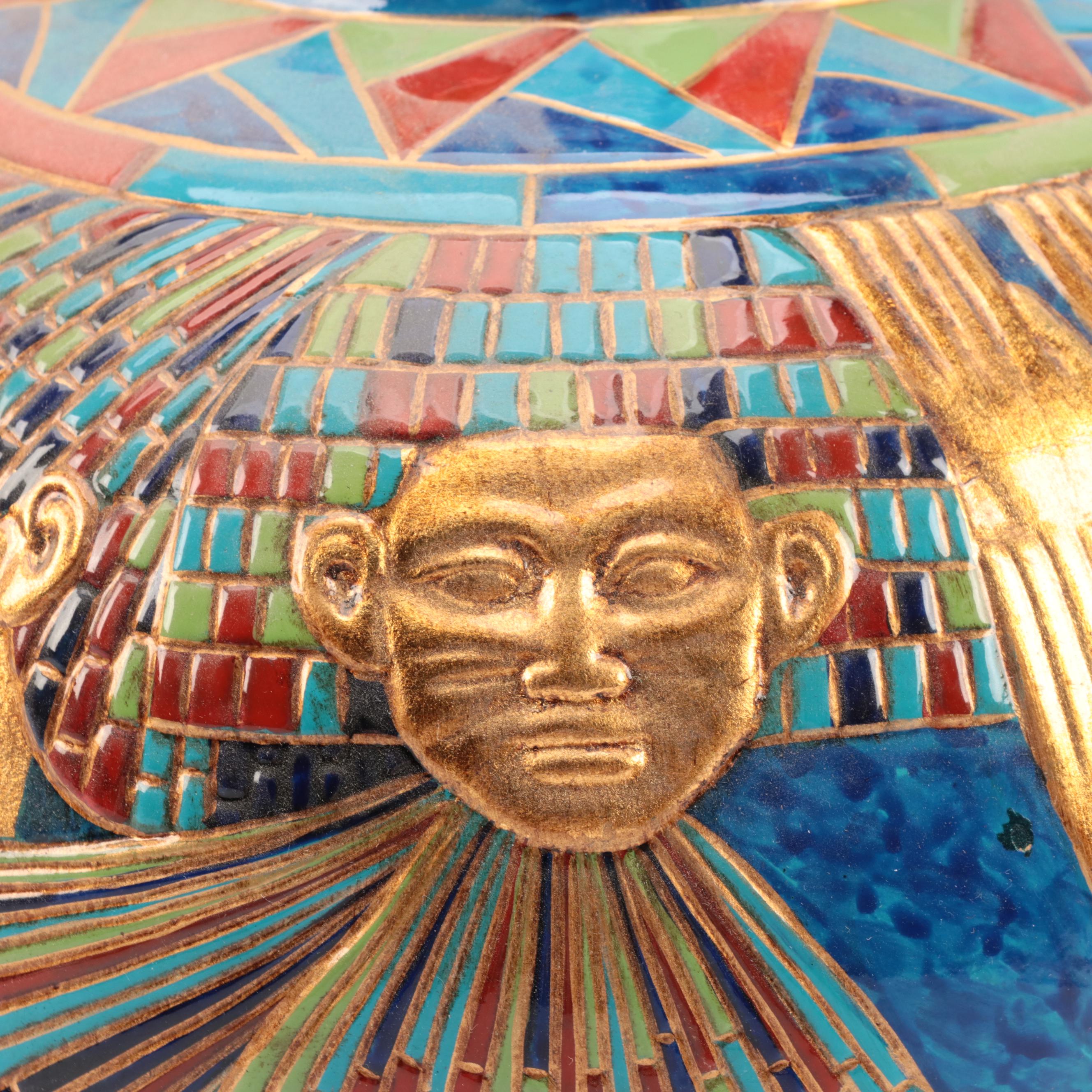 Egyptian Copper Wall Plates with Tray and Ceramic Pitcher