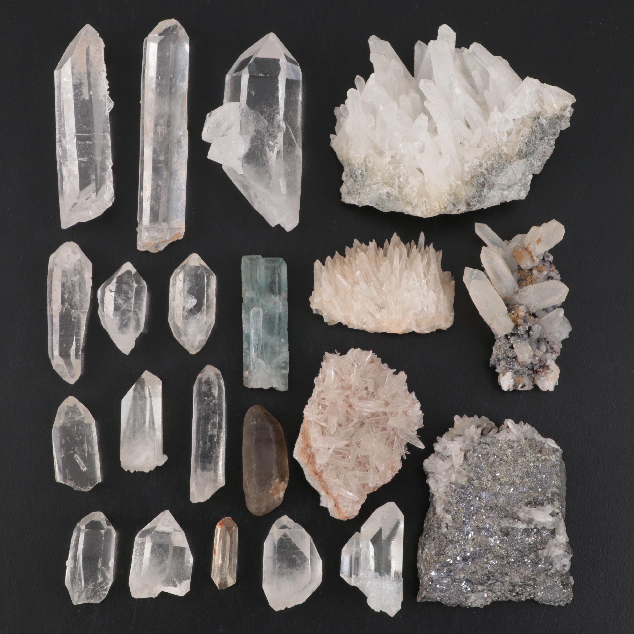 Quartz Clusters and Silver Ore Mineral Specimens