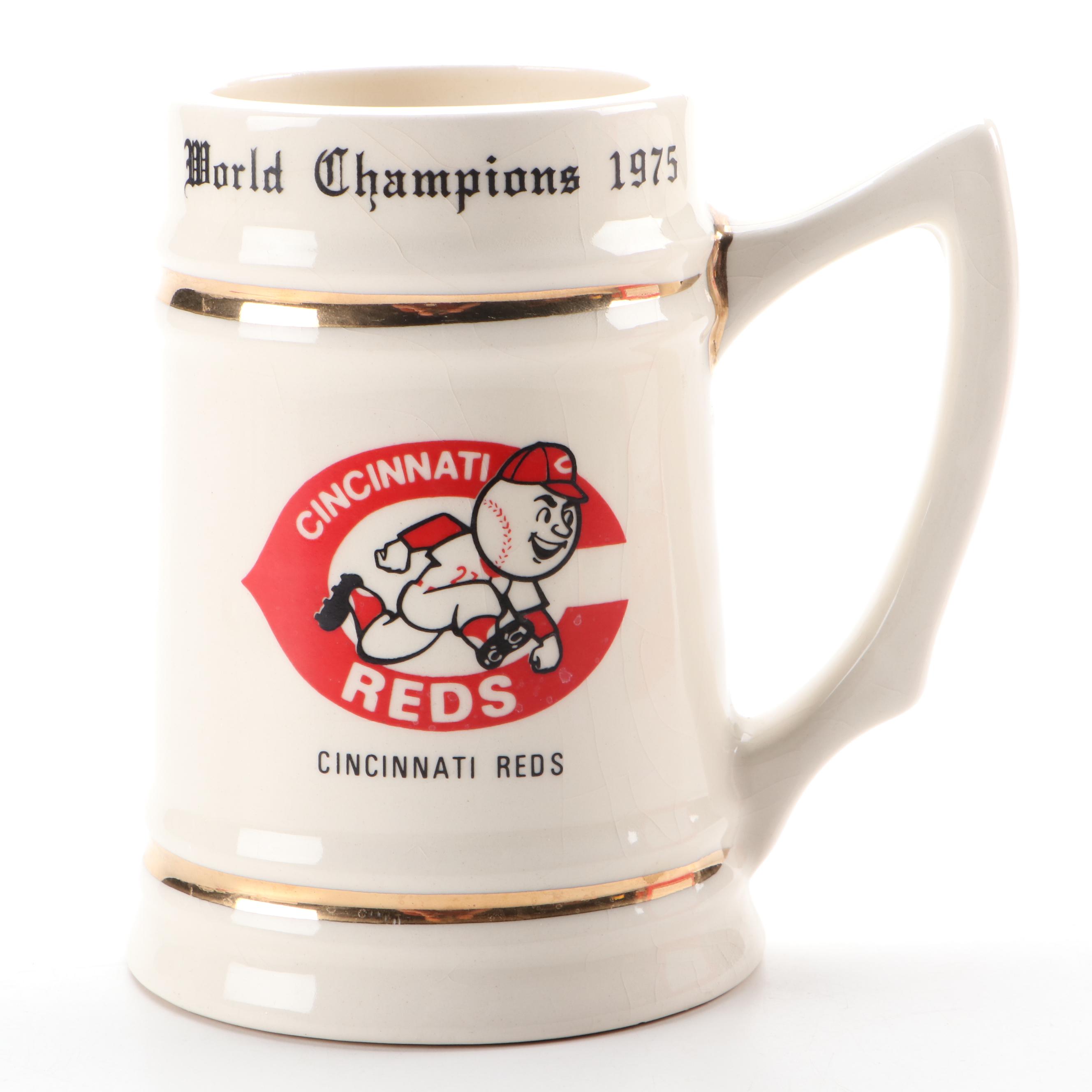Pete Rose Bobblehead with 1975 Cincinnati Reds World Champions Stein and More