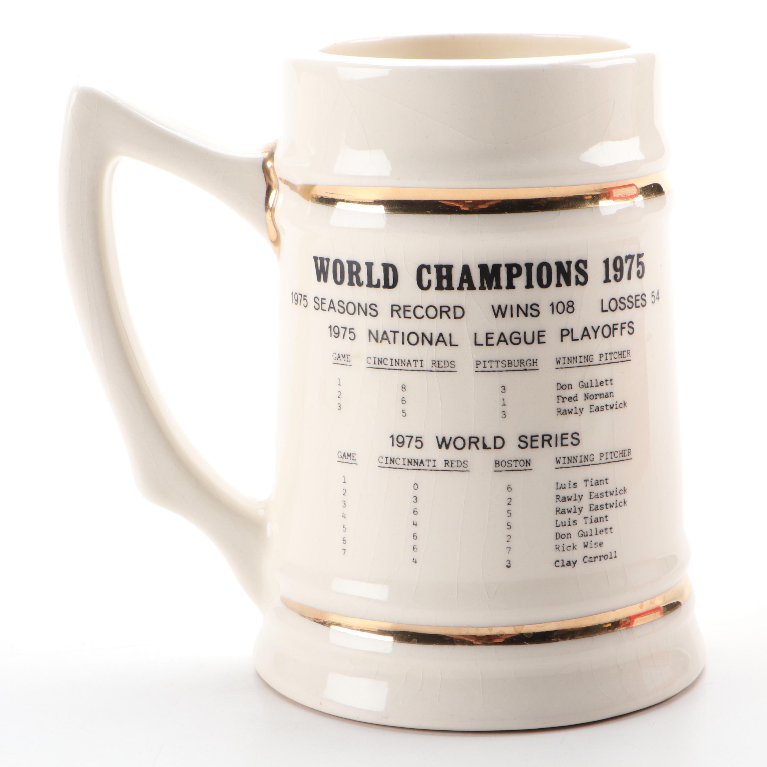 Pete Rose Bobblehead with 1975 Cincinnati Reds World Champions Stein and More