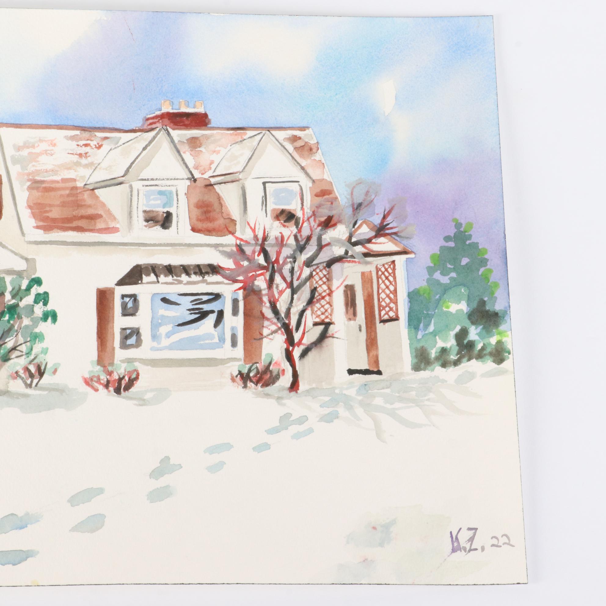Kathleen Zimbicki Street View Watercolor Painting, 2022