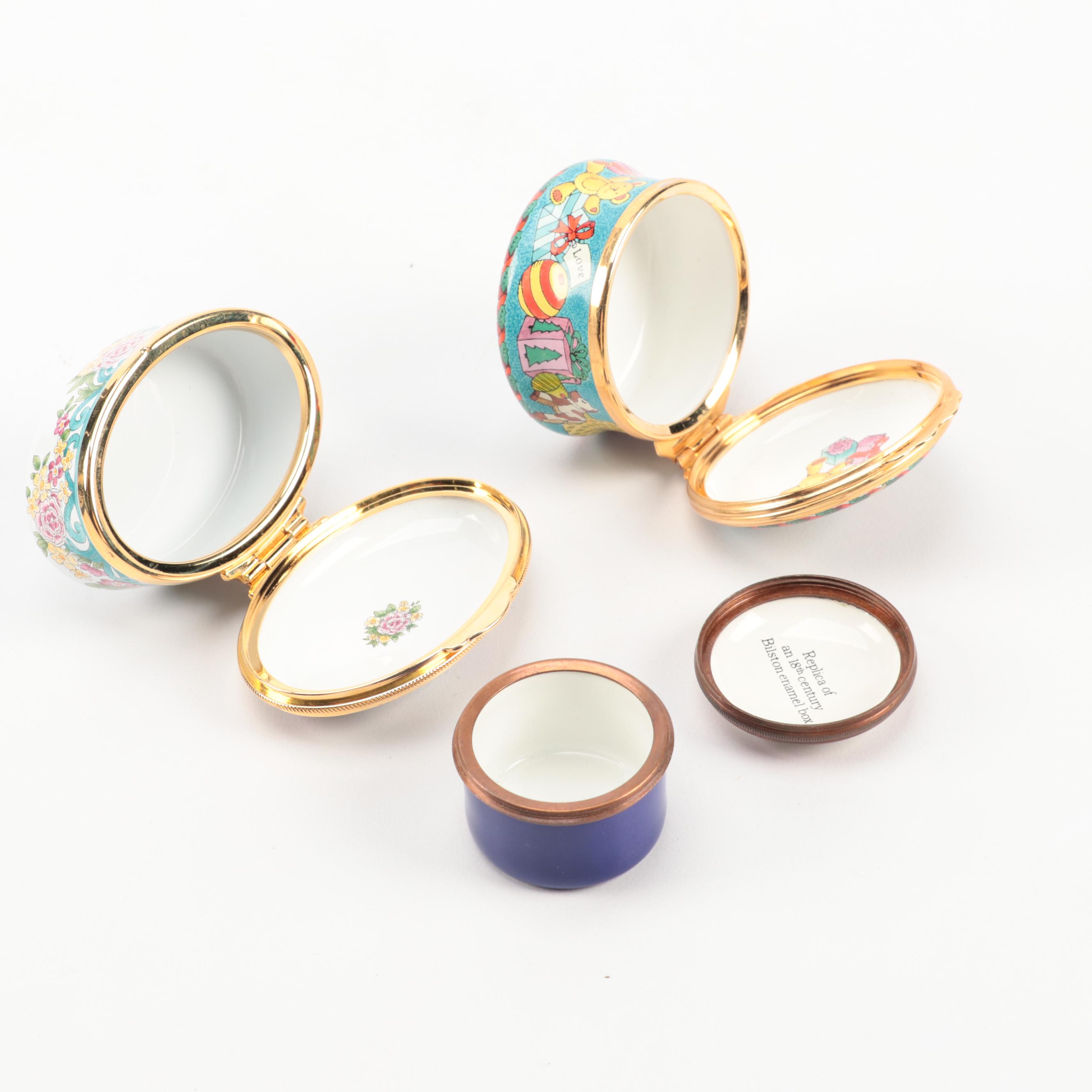 Staffordshire Enamels and Halcyon Days Enamel Trinket Boxes